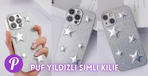 Puf Yıldızlı Simli Kılıf