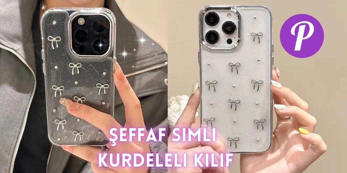 Şeffaf Simli Kurdeleli Kılıf