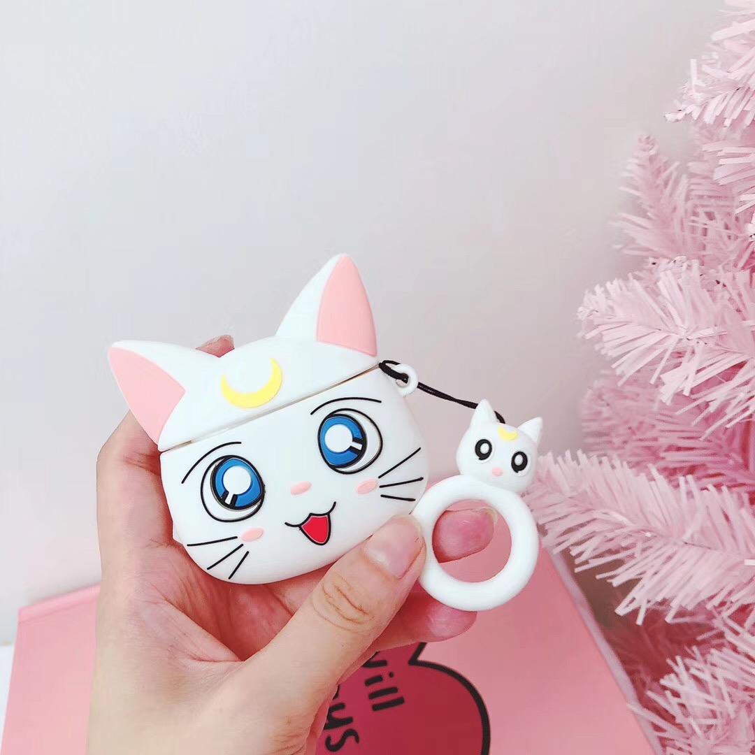 Airpods 2. Nesil Uyumlu Beyaz Anime Kedi Airpods Kılıfı Airpods 2. Nesil Uyumlu Beyaz Anime Kedi Airpods Kılıfı