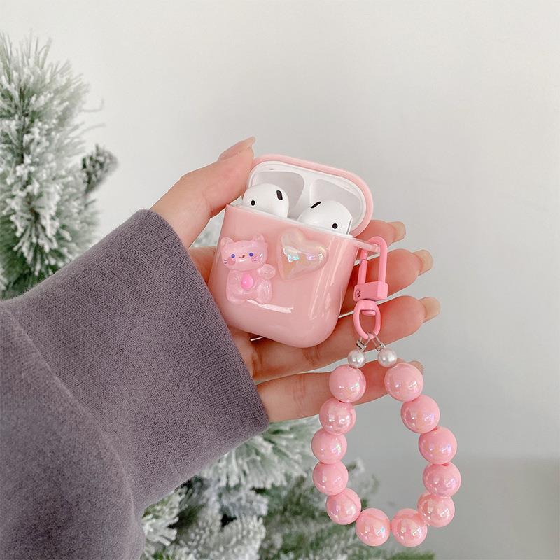 Airpods 2. Nesil Uyumlu Kedi Ve Kalp Boncuklu Airpods Kılıfı Airpods 2. Nesil Uyumlu Kedi Ve Kalp Boncuklu Airpods Kılıfı