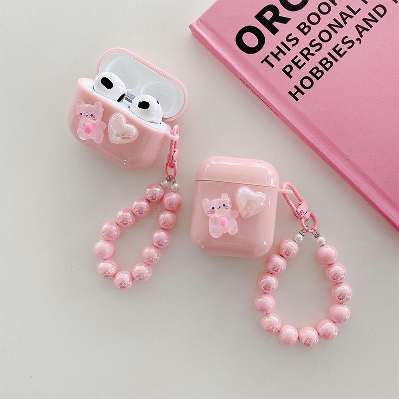 Airpods 2. Nesil Uyumlu Kedi Ve Kalp Boncuklu Airpods Kılıfı Airpods 2. Nesil Uyumlu Kedi Ve Kalp Boncuklu Airpods Kılıfı