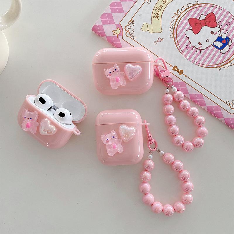Airpods 2. Nesil Uyumlu Kedi Ve Kalp Boncuklu Airpods Kılıfı Airpods 2. Nesil Uyumlu Kedi Ve Kalp Boncuklu Airpods Kılıfı