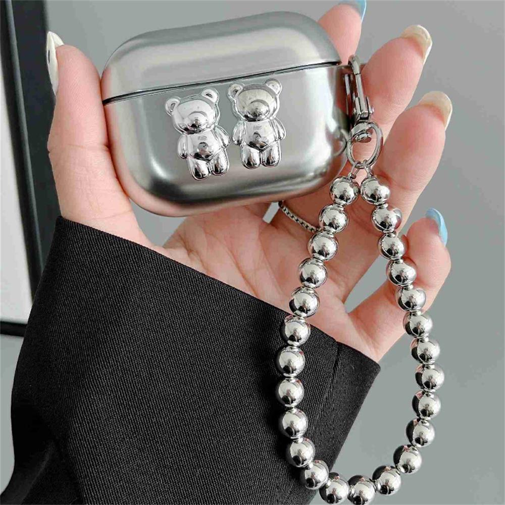Airpods Pro 1. Nesil Uyumlu Gümüş Ayıcıklı Airpods Kılıfı Airpods Pro 1. Nesil Uyumlu Gümüş Ayıcıklı Airpods Kılıfı