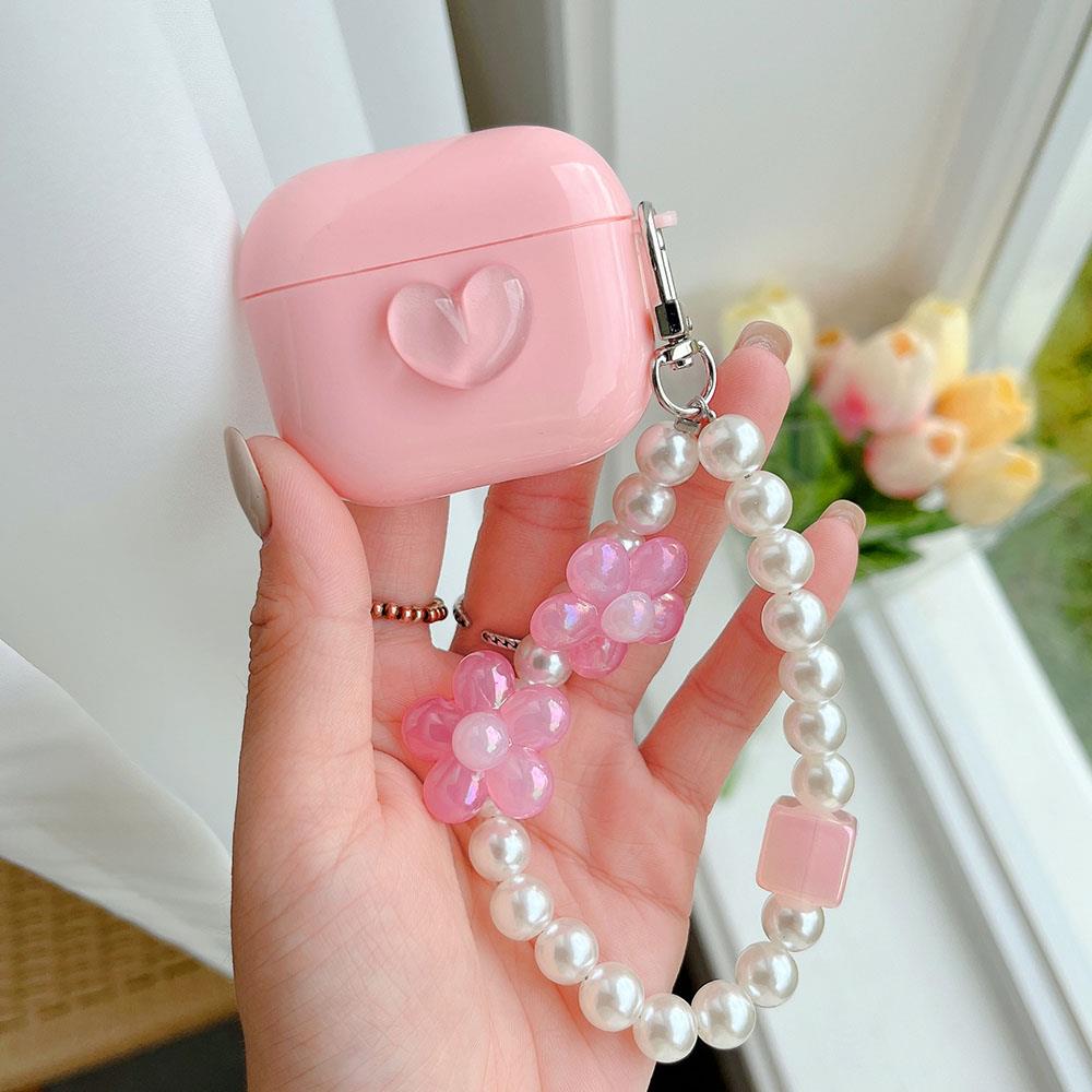 Airpods Pro 1. Nesil Uyumlu Pembe Kalpli İnci Charmlı Airpods Kılıfı Airpods Pro 1. Nesil Uyumlu Pembe Kalpli İnci Charmlı Airpods Kılıfı