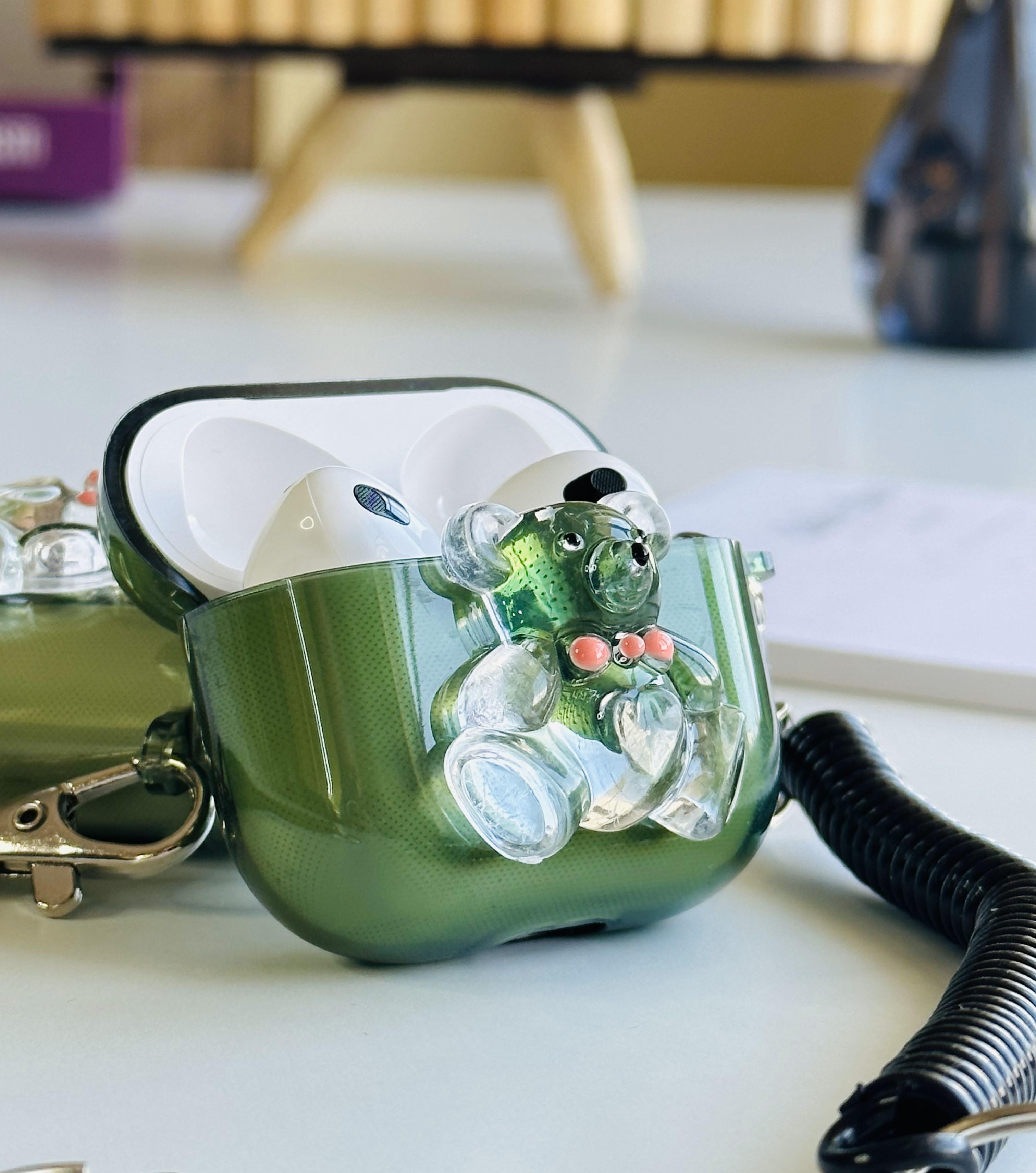 Airpods Pro 1. Nesil Uyumlu Yeşil Silikon Sevimli Ayıcık Airpods Kılıfı Airpods Pro 1. Nesil Uyumlu Yeşil Silikon Sevimli Ayıcık Airpods Kılıfı