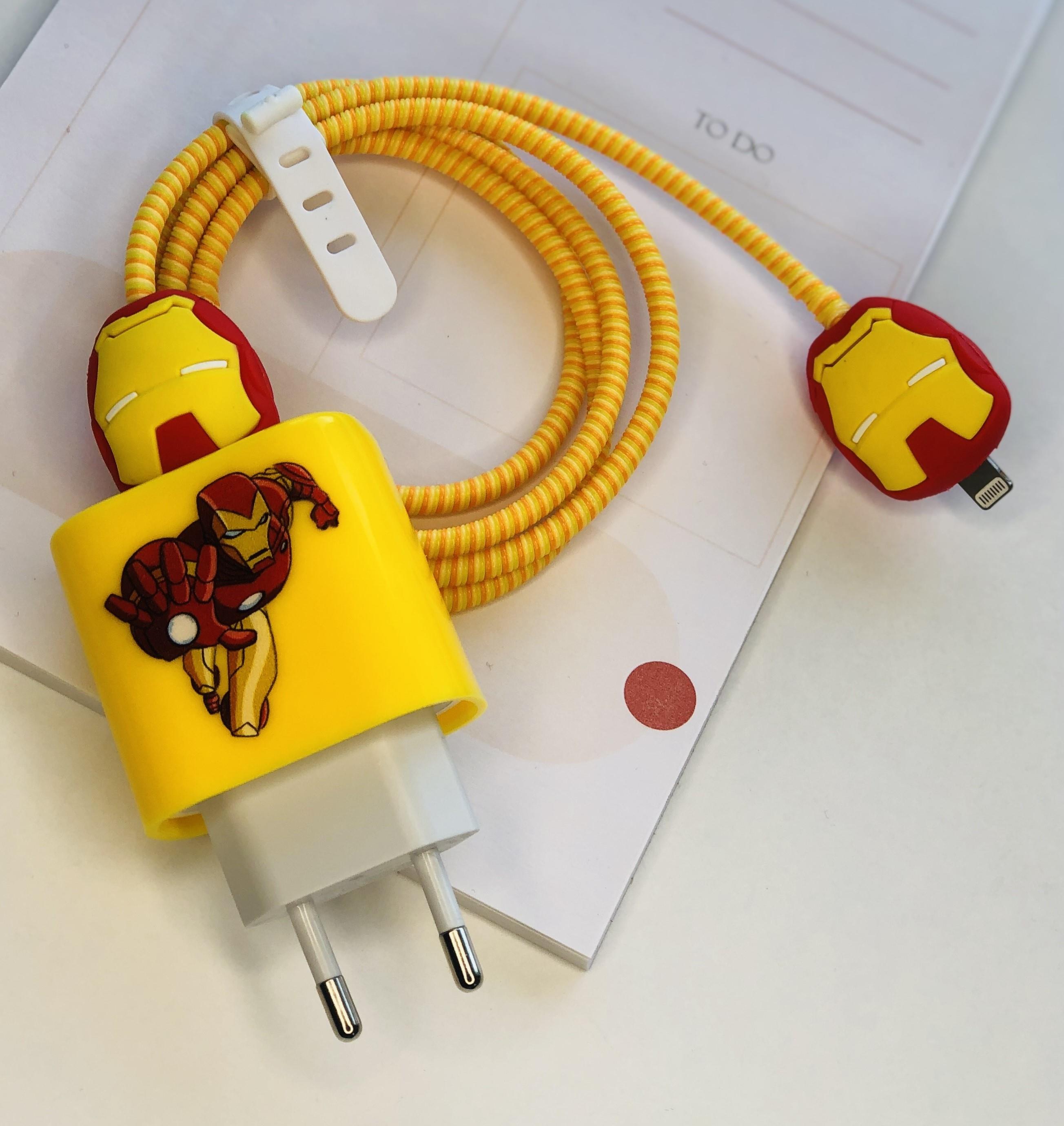 Apple 20 W Adaptör Uyumlu Demir Adam Kablo Koruyucu Set Apple 20 W Adaptör Uyumlu Demir Adam Kablo Koruyucu Set
