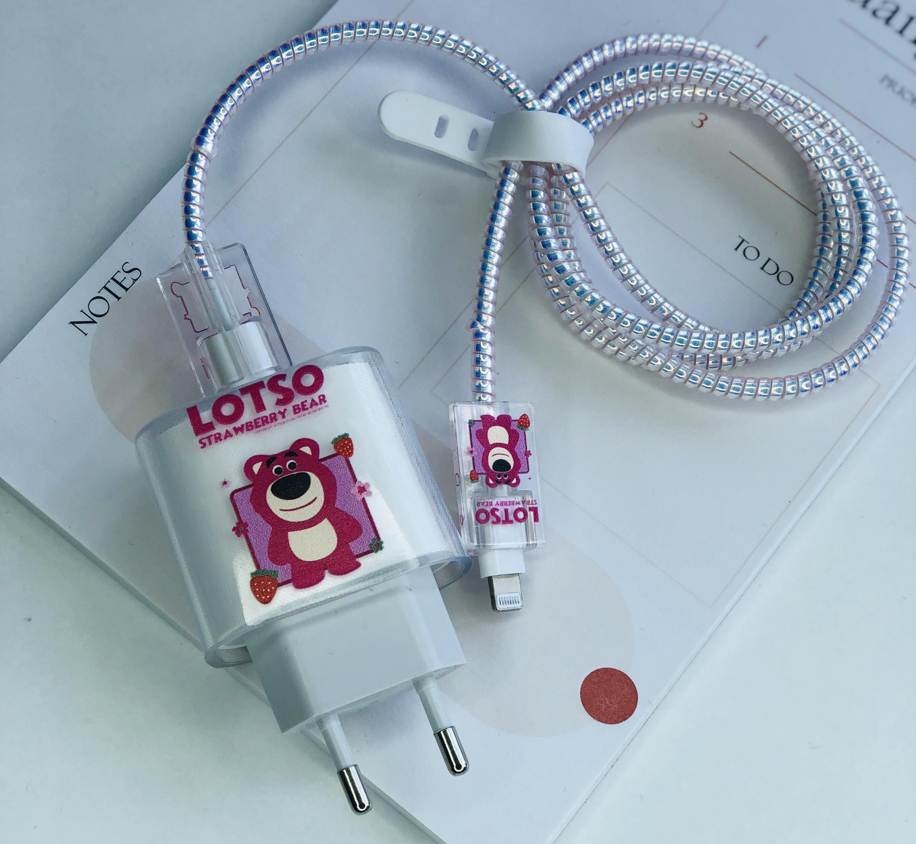 Apple 20 W Adaptör Uyumlu Sevimli Ayı Lotso Kablo Koruyucu Set Apple 20 W Adaptör Uyumlu Sevimli Ayı Lotso Kablo Koruyucu Set