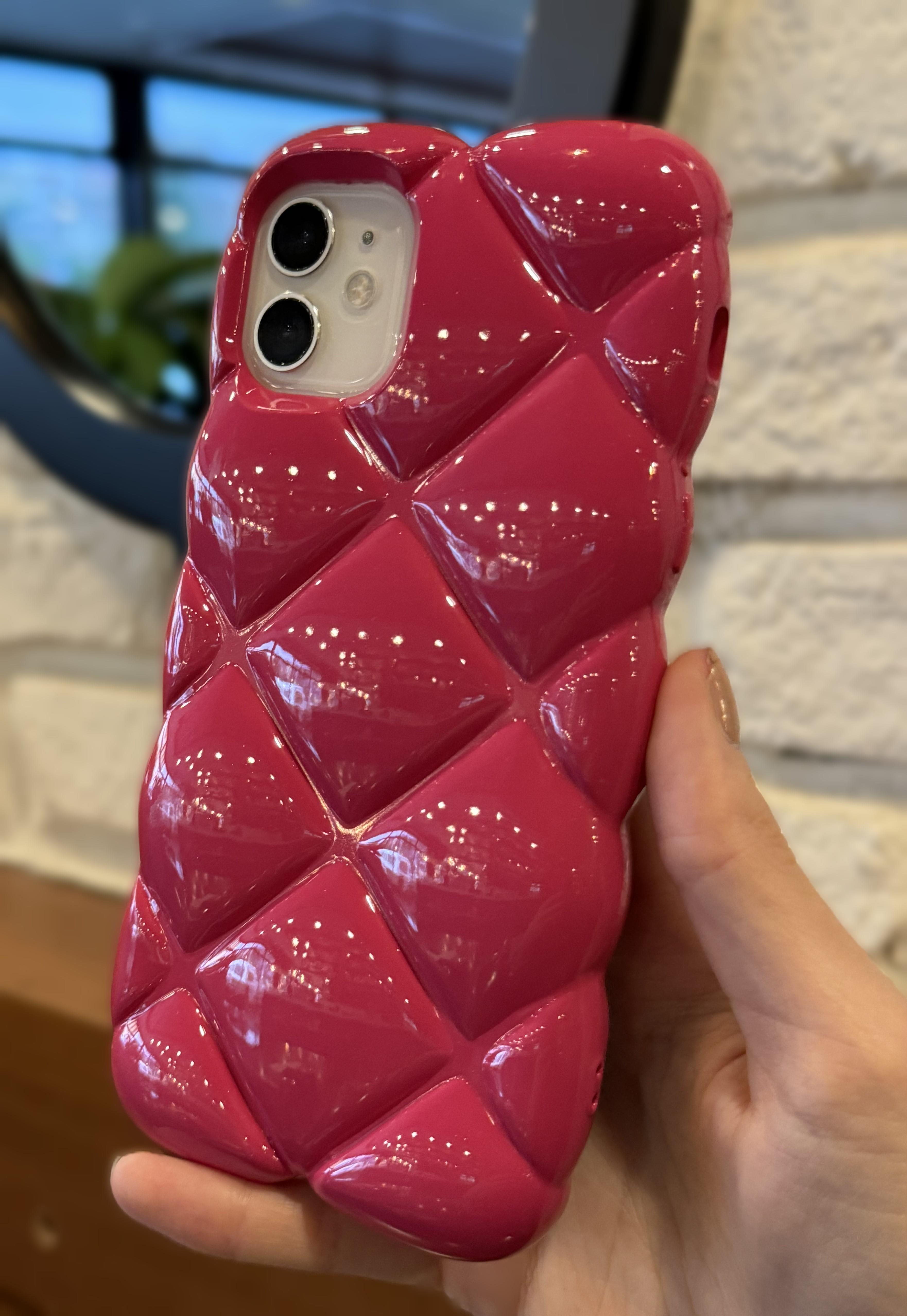 iPhone 11 Uyumlu Pembe Baklava Dilimli Puf Kılıf iPhone 11 Uyumlu Pembe Baklava Dilimli Puf Kılıf