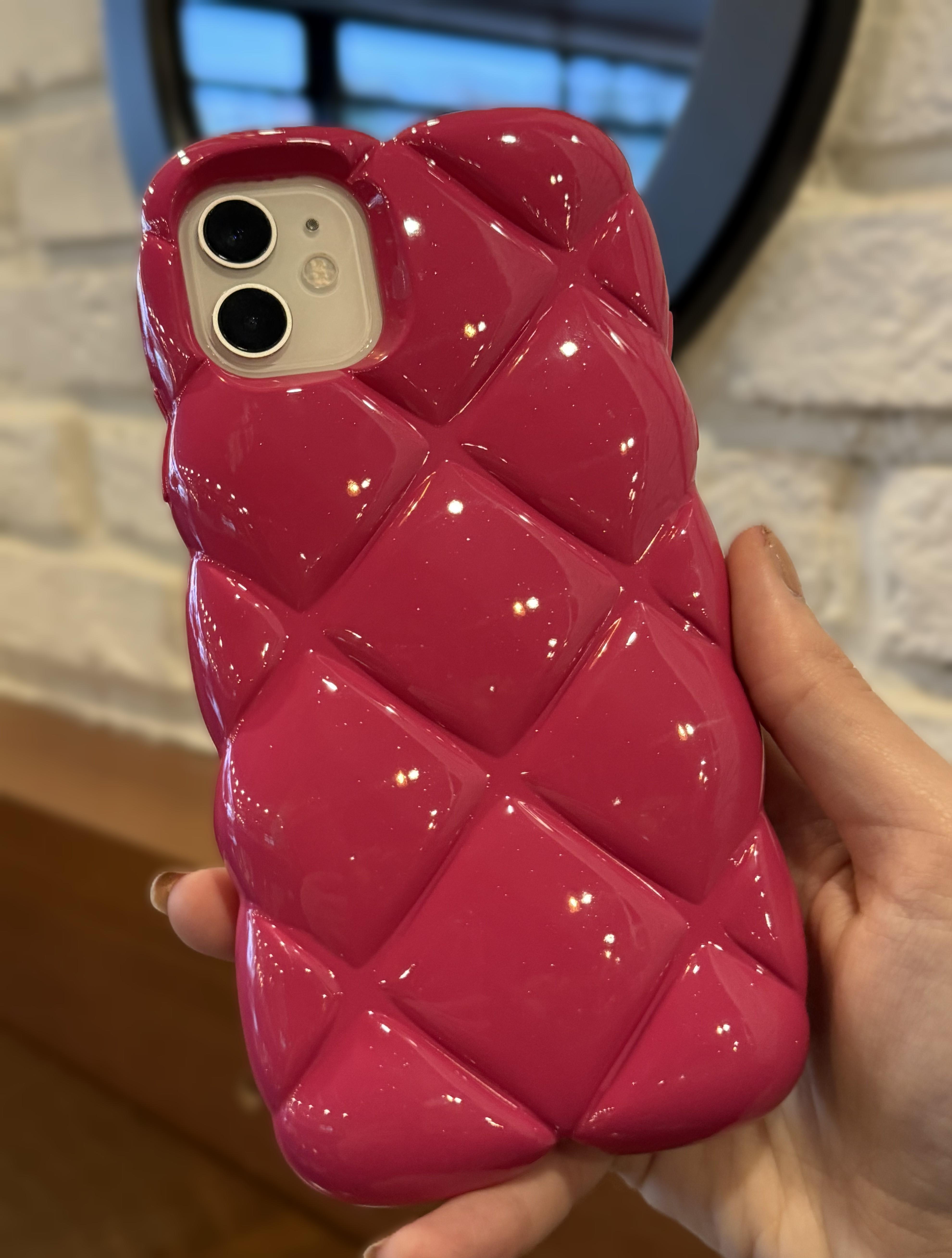 iPhone 11 Uyumlu Pembe Baklava Dilimli Puf Kılıf iPhone 11 Uyumlu Pembe Baklava Dilimli Puf Kılıf