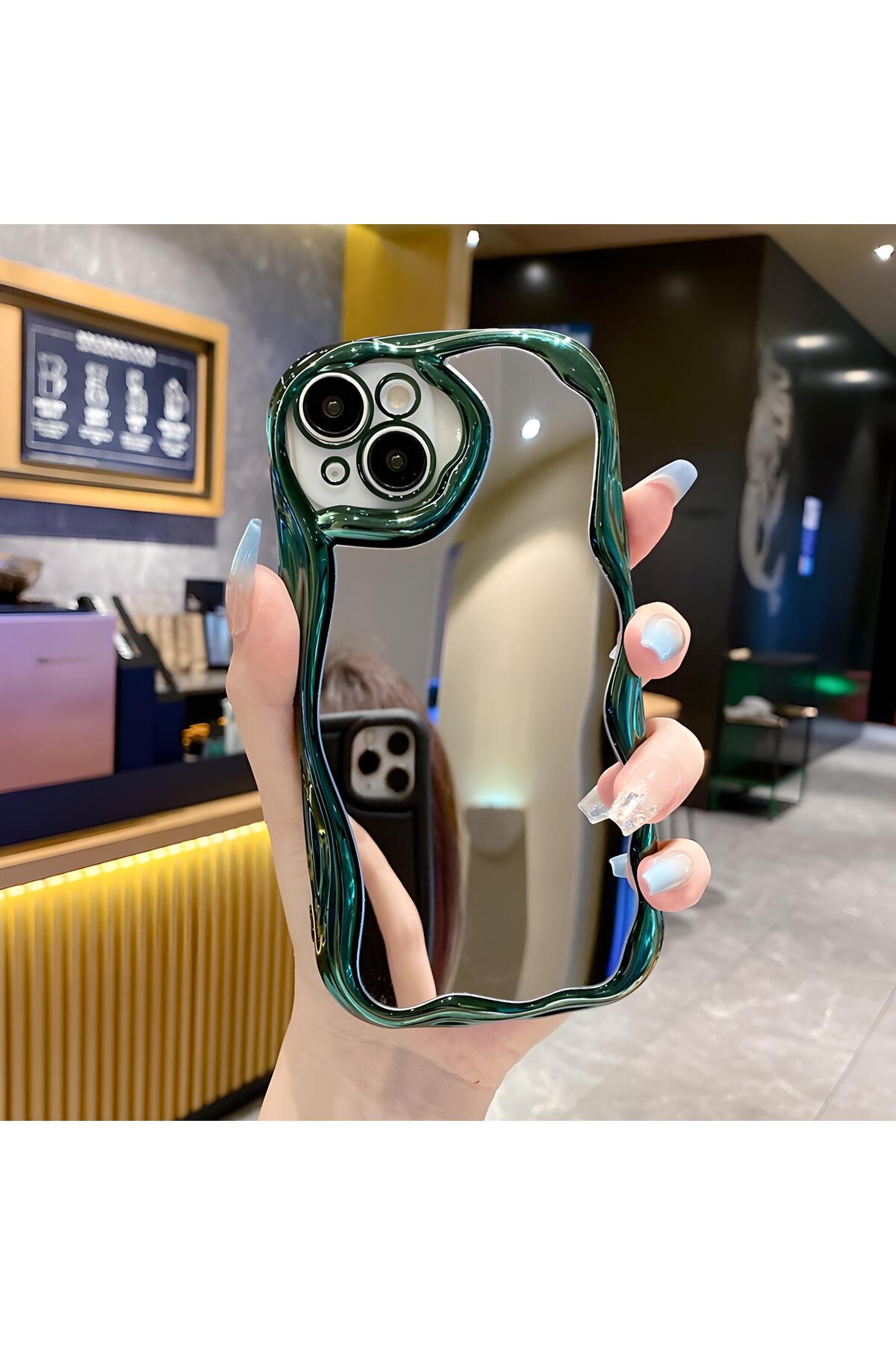 iPhone 11 Uyumlu Yeşil Dalgalı Aynalı Kılıf iPhone 11 Uyumlu Yeşil Dalgalı Aynalı Kılıf