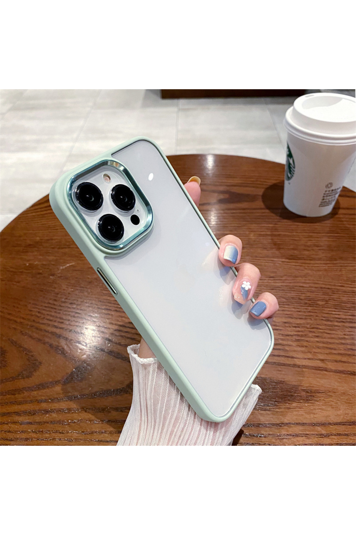 iPhone 12 Uyumlu Sararmaz Mika Su Yeşili kılıf iPhone 12 Uyumlu Sararmaz Mika Su Yeşili kılıf
