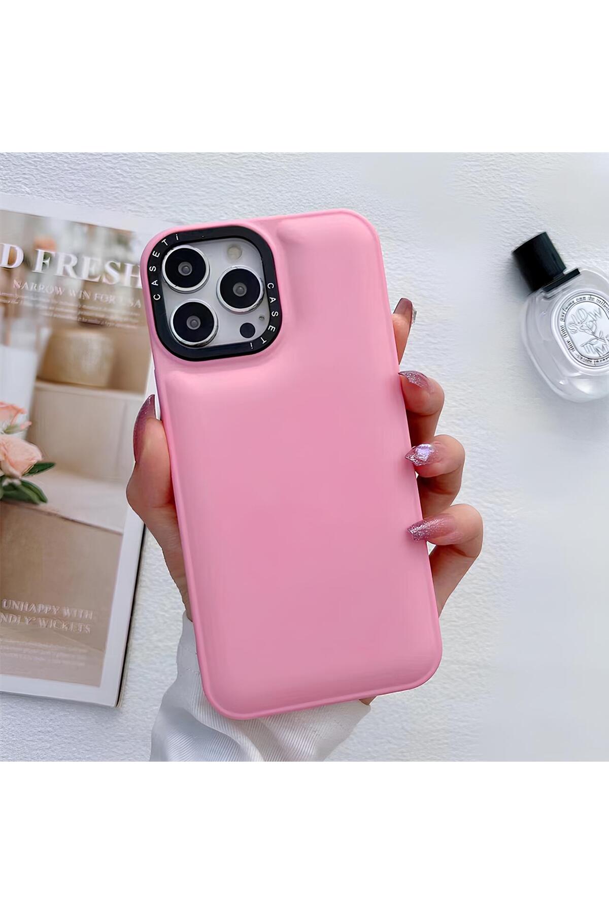 iPhone 13 Pro Uyumlu Pembe Puf Kılıf iPhone 13 Pro Uyumlu Pembe Puf Kılıf
