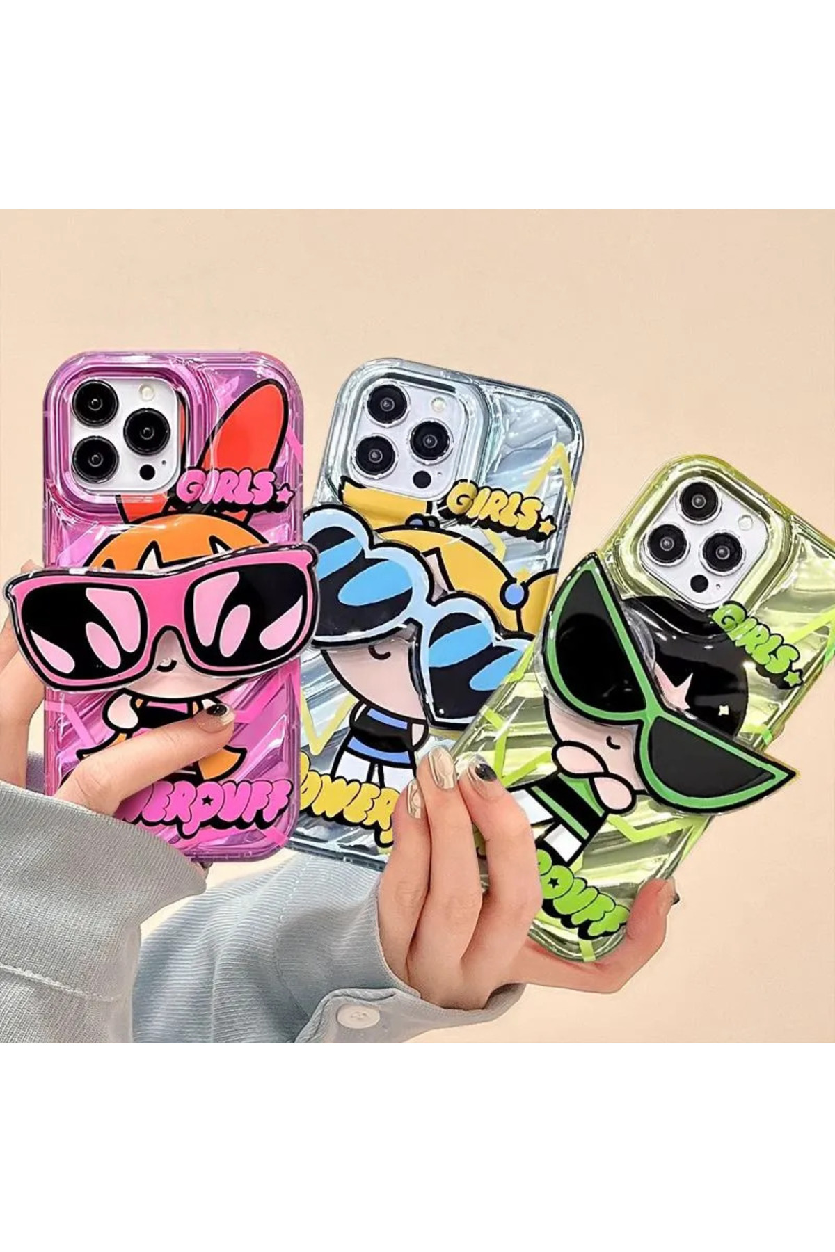 iPhone 13 Pro Uyumlu Yeşil Powerpuff Girls Gözlüklü Popsocket Kılıf iPhone 13 Pro Uyumlu Yeşil Powerpuff Girls Gözlüklü Popsocket Kılıf