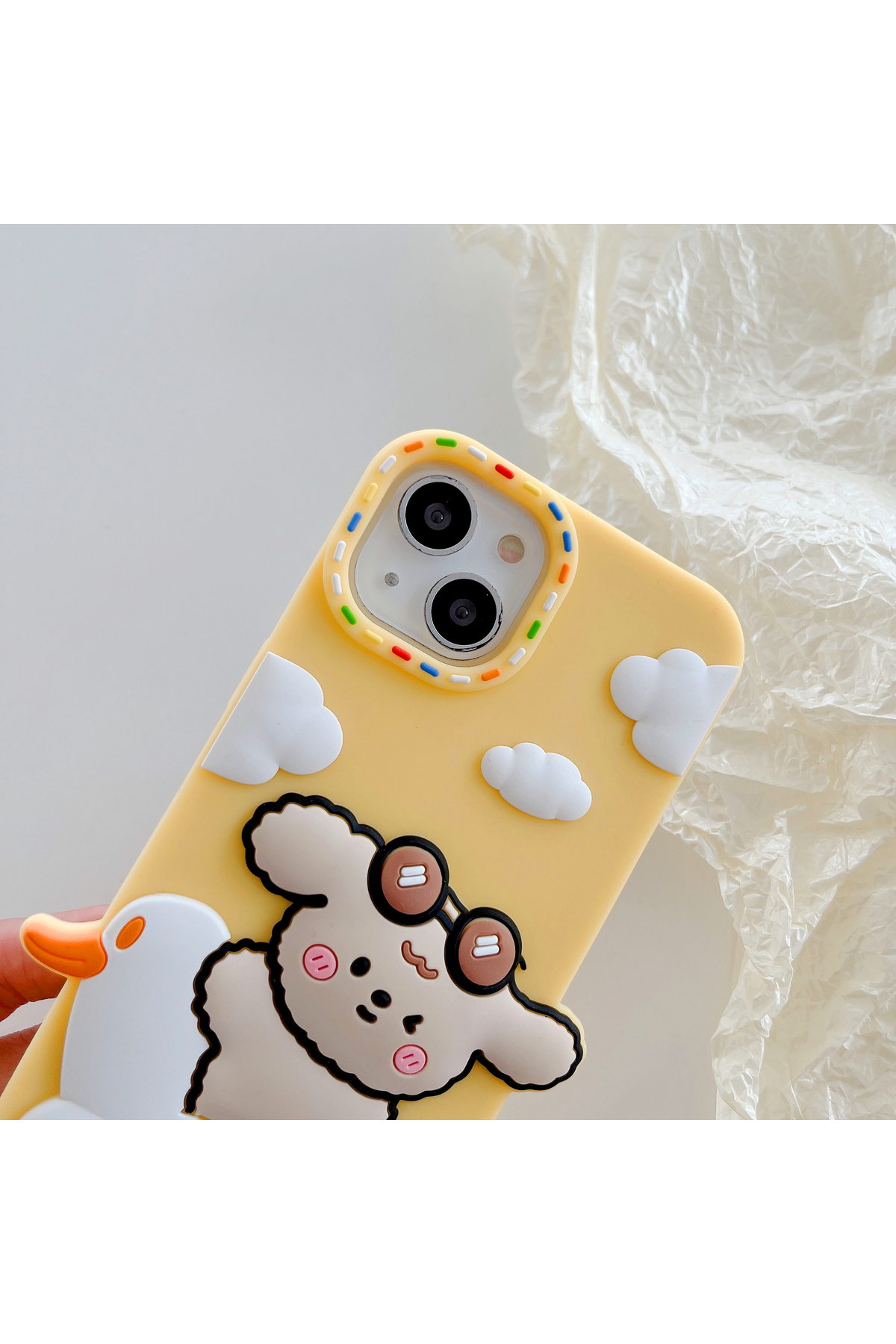 iPhone 13 Promax Uyumlu Sevimli Köpek Ve Ördek Silikon Kabartmalı Kılıf iPhone 13 Promax Uyumlu Sevimli Köpek Ve Ördek Silikon Kabartmalı Kılıf