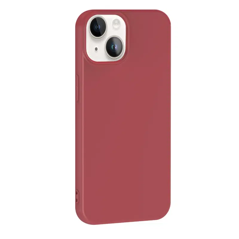 iPhone 13 ve 14 Uyumlu İçi Kadife Gül Kurusu Lansman Silikon Kılıf