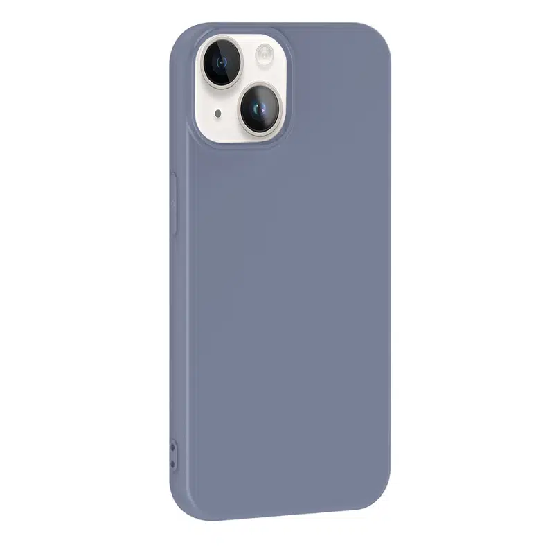 iPhone 13 ve 14 Uyumlu İçi Kadife Lavanta Gri Lansman Silikon Kılıf