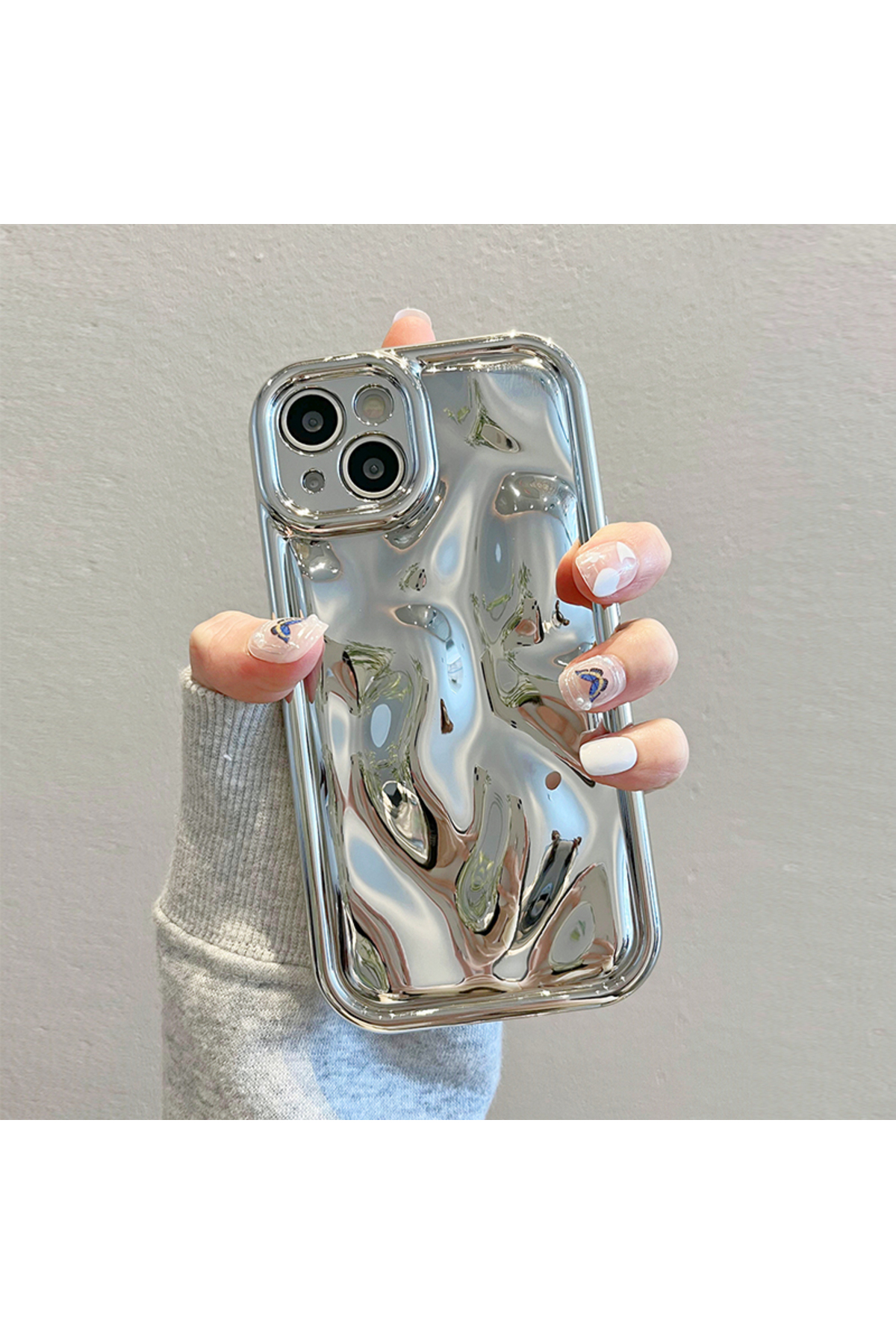 iPhone 14 Plus Uyumlu Gümüş Su Dalgası kılıf iPhone 14 Plus Uyumlu Gümüş Su Dalgası kılıf