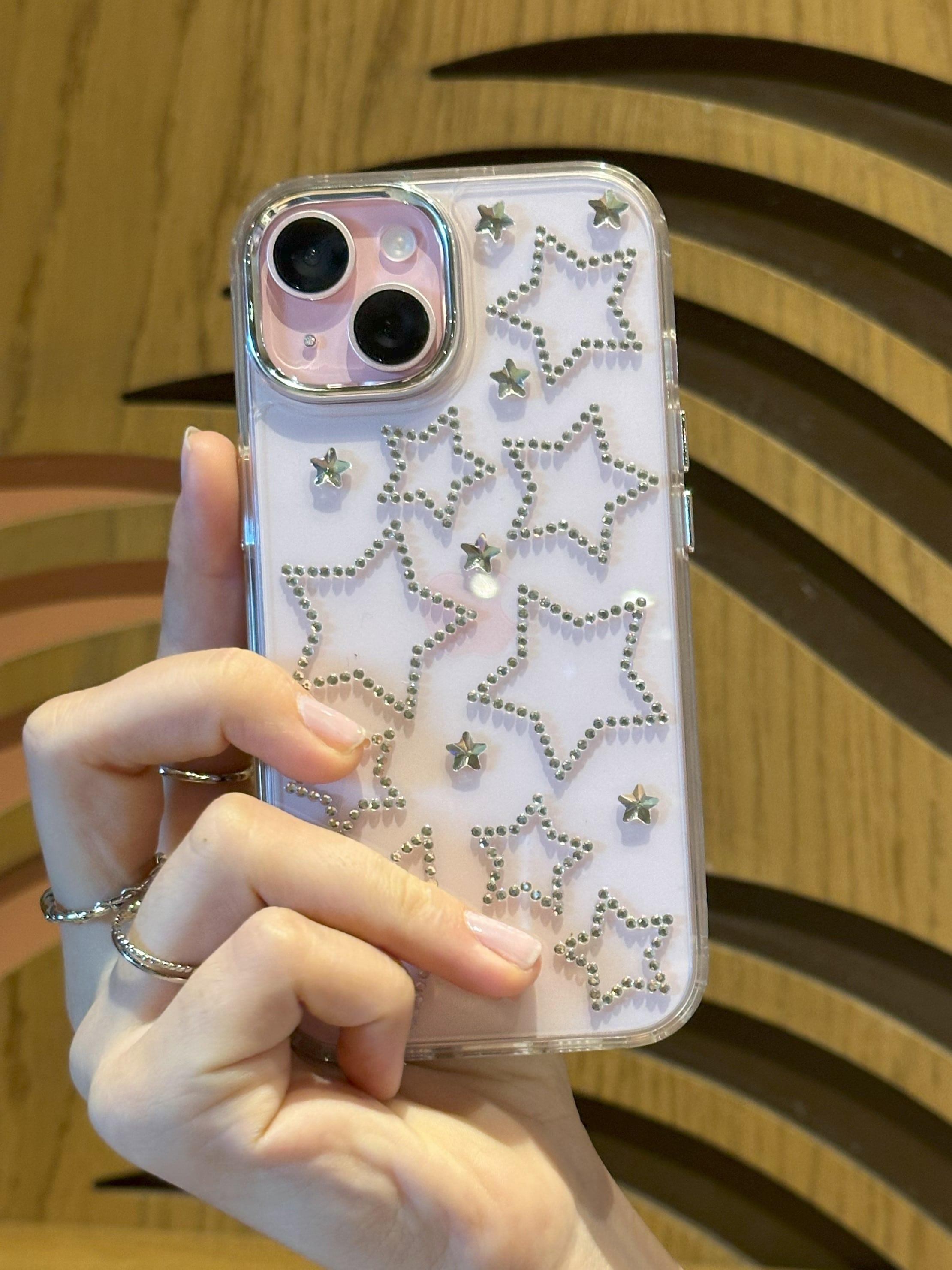 iPhone 14 Plus Uyumlu Gümüş Yıldızlı Şeffaf Kılıf iPhone 14 Plus Uyumlu Gümüş Yıldızlı Şeffaf Kılıf