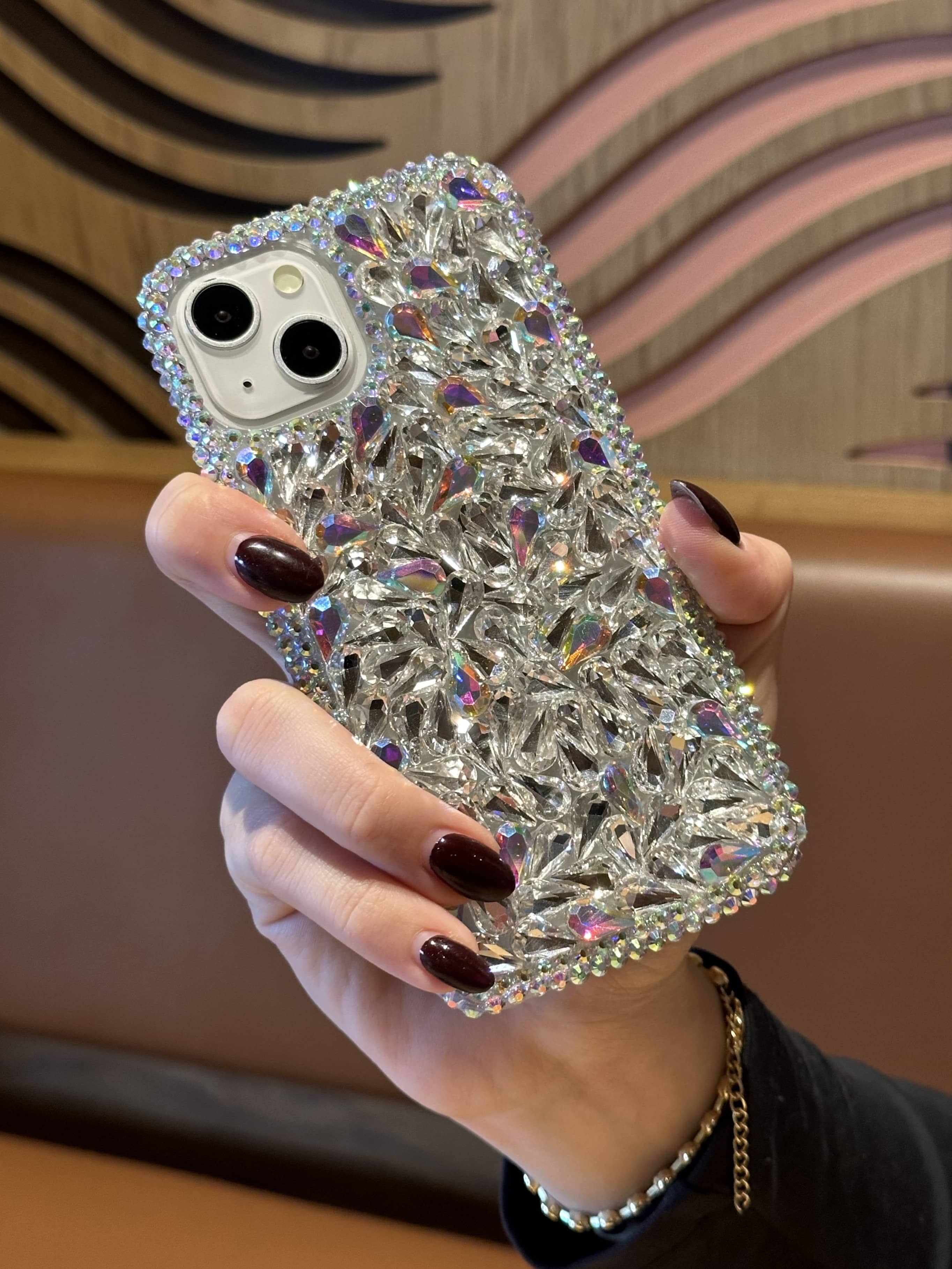iPhone 14 Plus Ve 15 Plus Uyumlu Lüks Hologram Kristal Taşlı Kılıf iPhone 14 Plus Ve 15 Plus Uyumlu Lüks Hologram Kristal Taşlı Kılıf