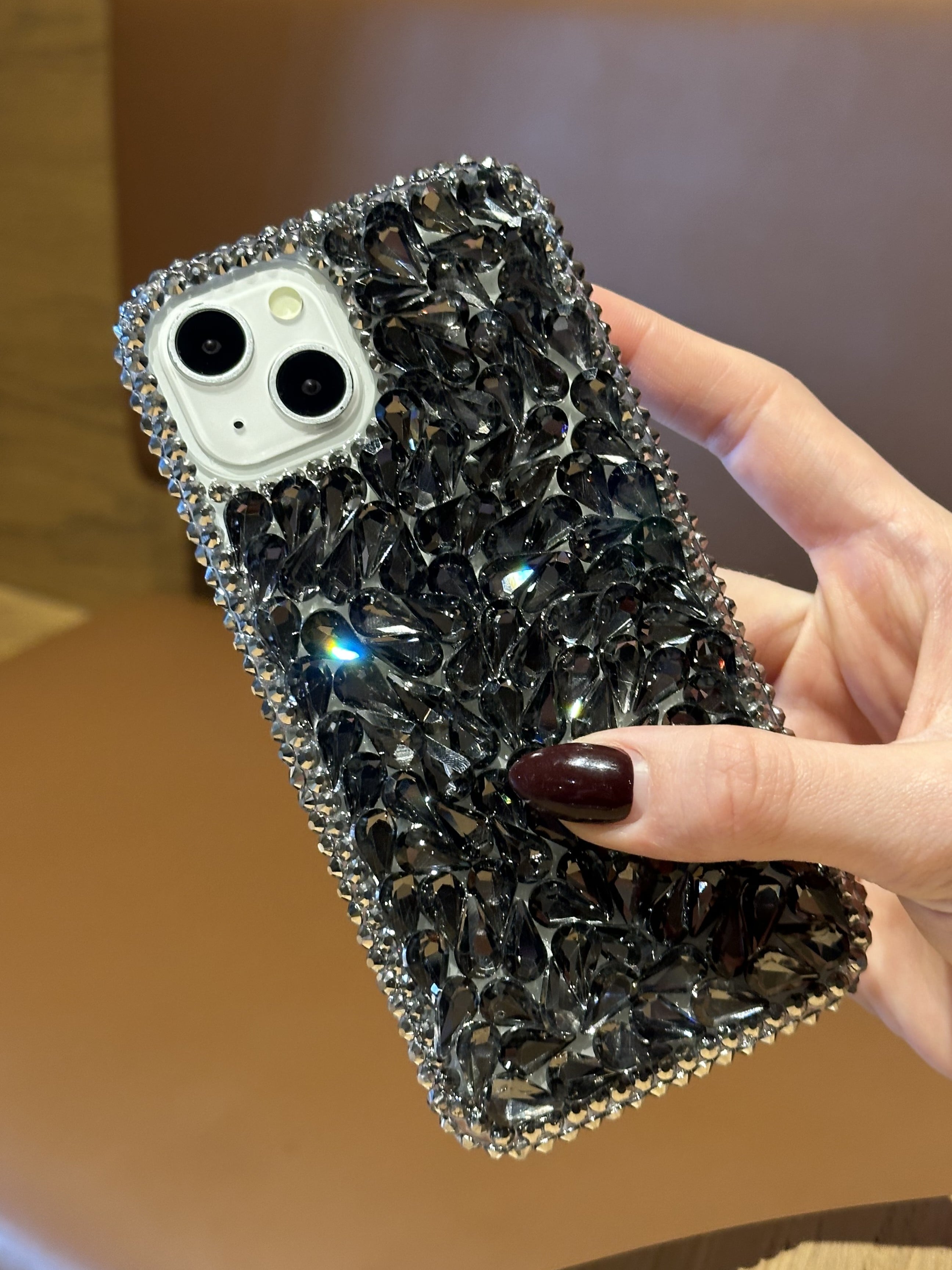 iPhone 14 Plus Ve 15 Plus Uyumlu Lüks Siyah Kristal Taşlı Kılıf iPhone 14 Plus Ve 15 Plus Uyumlu Lüks Siyah Kristal Taşlı Kılıf