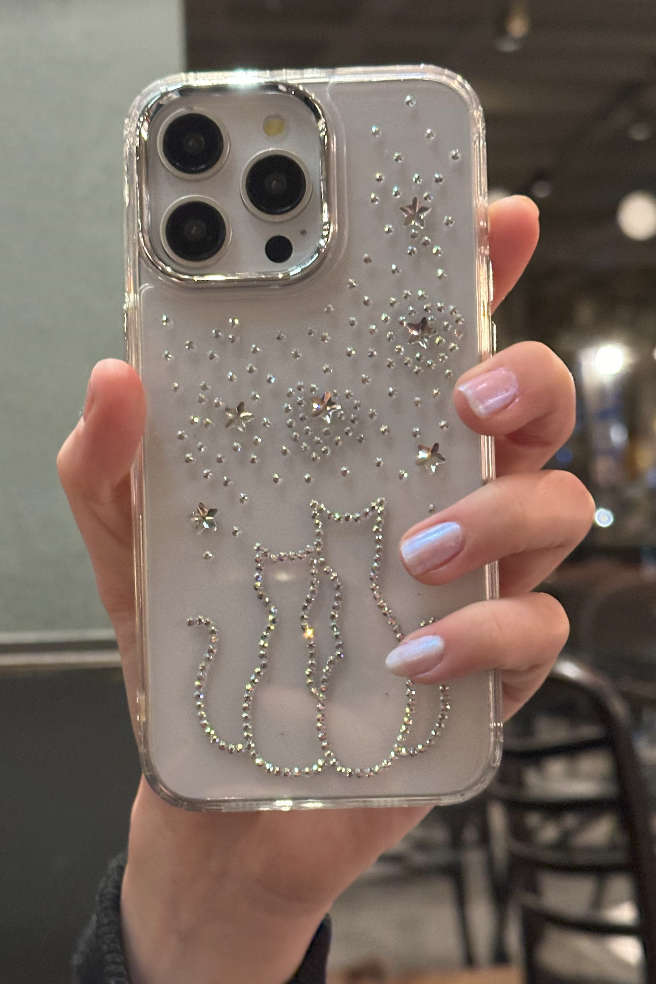 iPhone 14 Pro Max Uyumlu Taşlı Çift Kedi Desenli Şeffaf Kılıf iPhone 14 Pro Max Uyumlu Taşlı Çift Kedi Desenli Şeffaf Kılıf