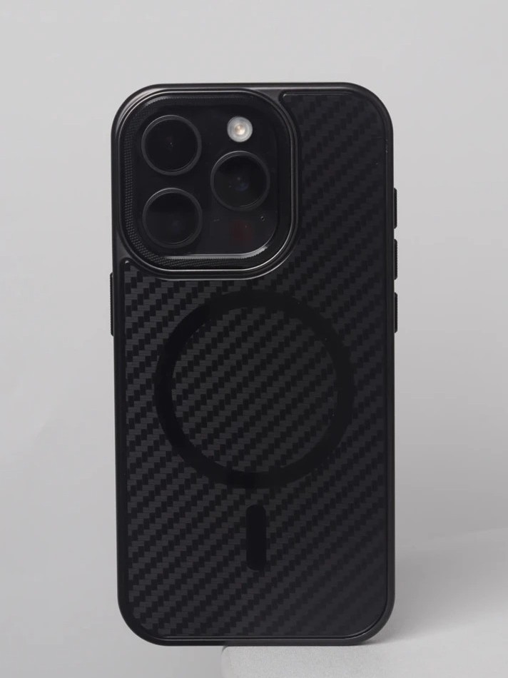 iPhone 14 Pro Max Uyumlu Titanyum Siyah Karbon Fiber MagSafe Özellikli Kılıf iPhone 14 Pro Max Uyumlu Titanyum Siyah Karbon Fiber MagSafe Özellikli Kılıf