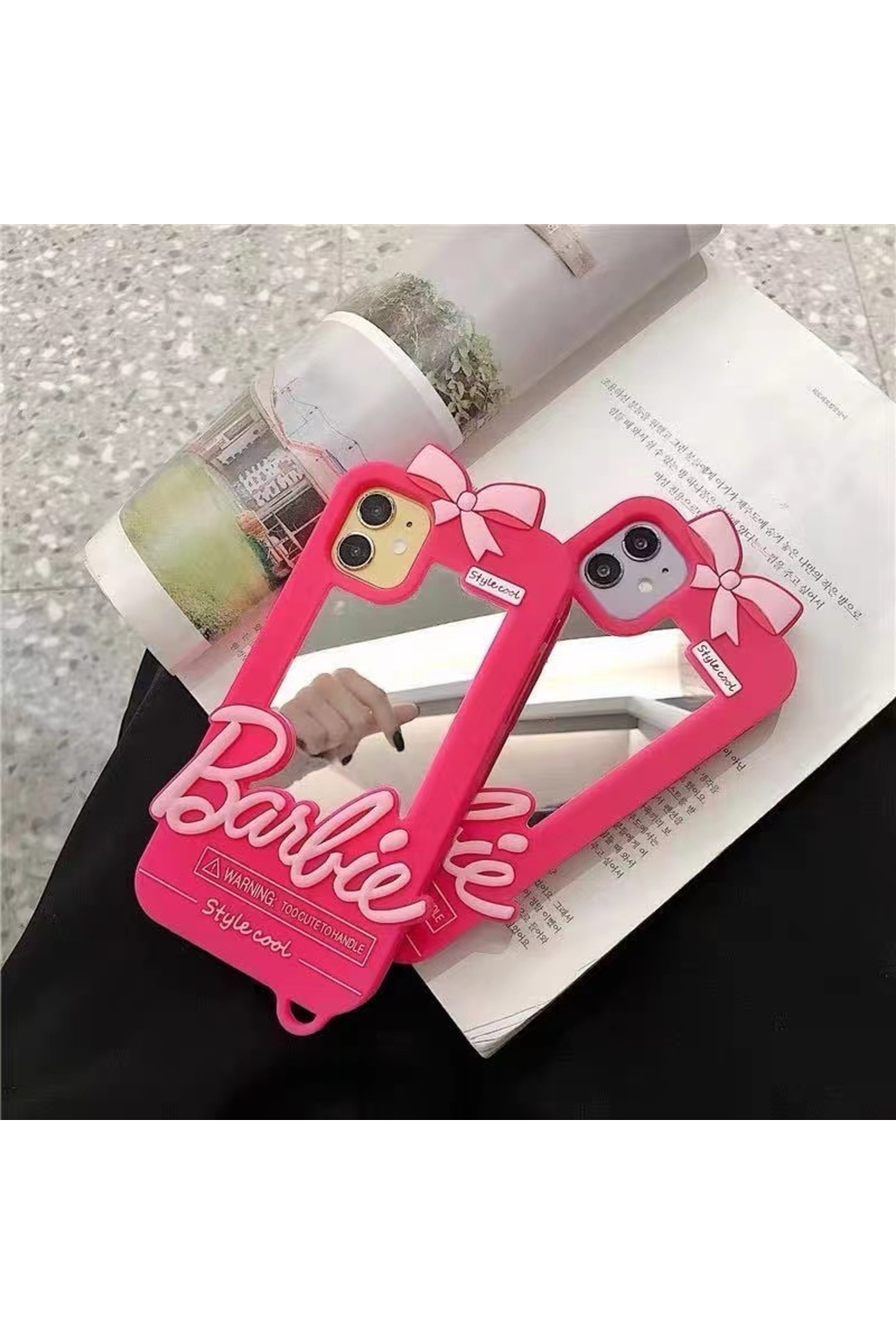 iPhone 14 Pro Uyumlu Aynalı Barbie Silikon Kılıf iPhone 14 Pro Uyumlu Aynalı Barbie Silikon Kılıf