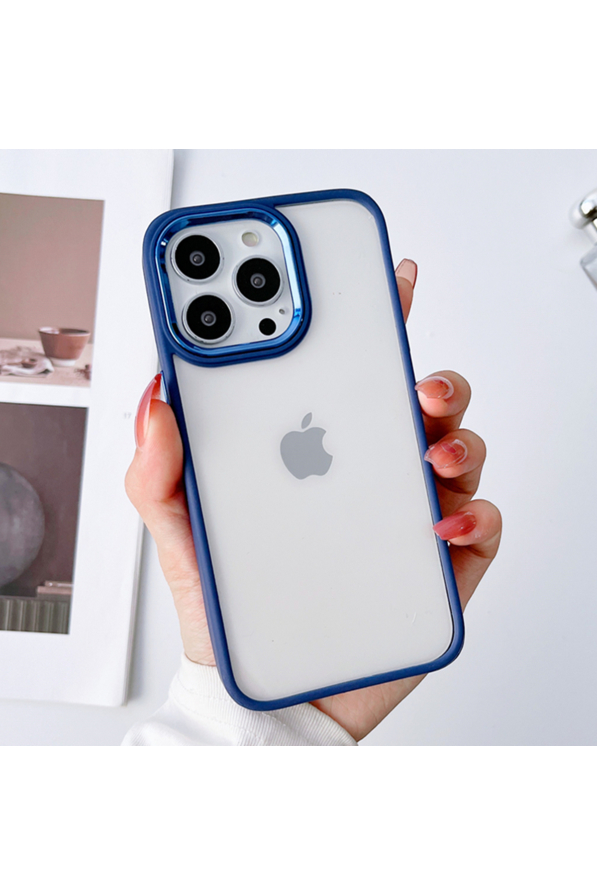 iPhone 14 Pro Uyumlu Sararmaz Mika Lacivert Kılıf iPhone 14 Pro Uyumlu Sararmaz Mika Lacivert Kılıf