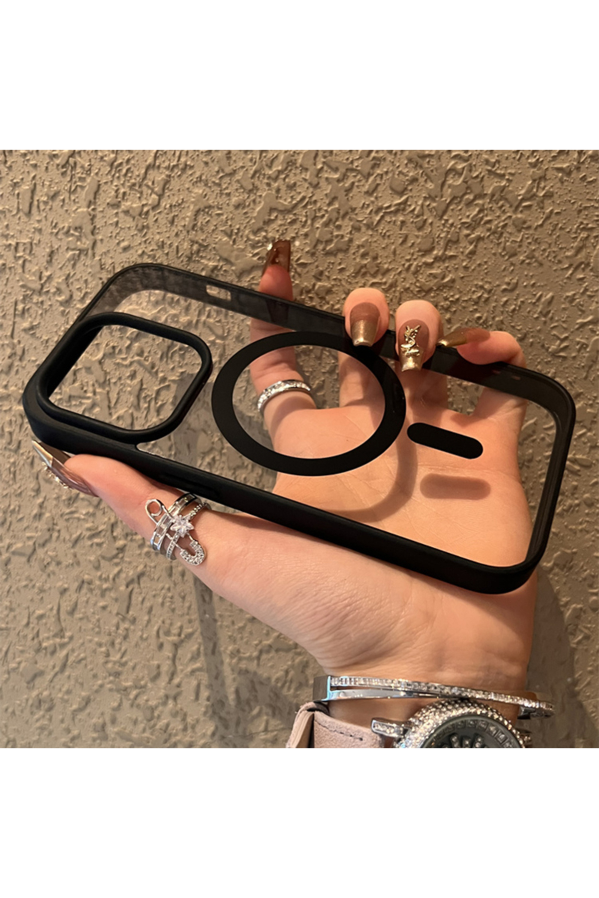iPhone 14 Pro Uyumlu Sararmaz Şeffaf Kapak Mika Siyah Magsafe Kılıf iPhone 14 Pro Uyumlu Sararmaz Şeffaf Kapak Mika Siyah Magsafe Kılıf