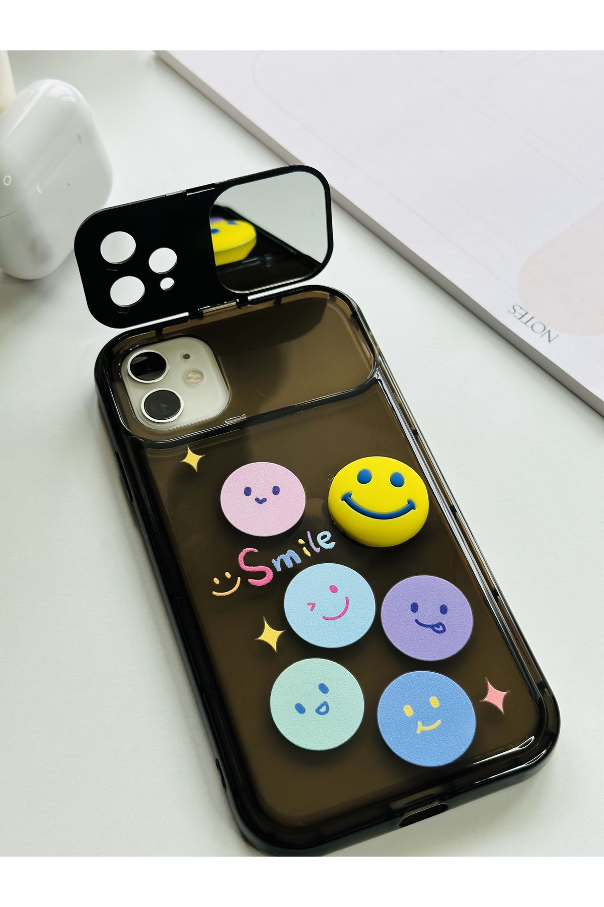 iPhone 14 Pro Uyumlu Smile Ayna Kapaklı Kılıf iPhone 14 Pro Uyumlu Smile Ayna Kapaklı Kılıf