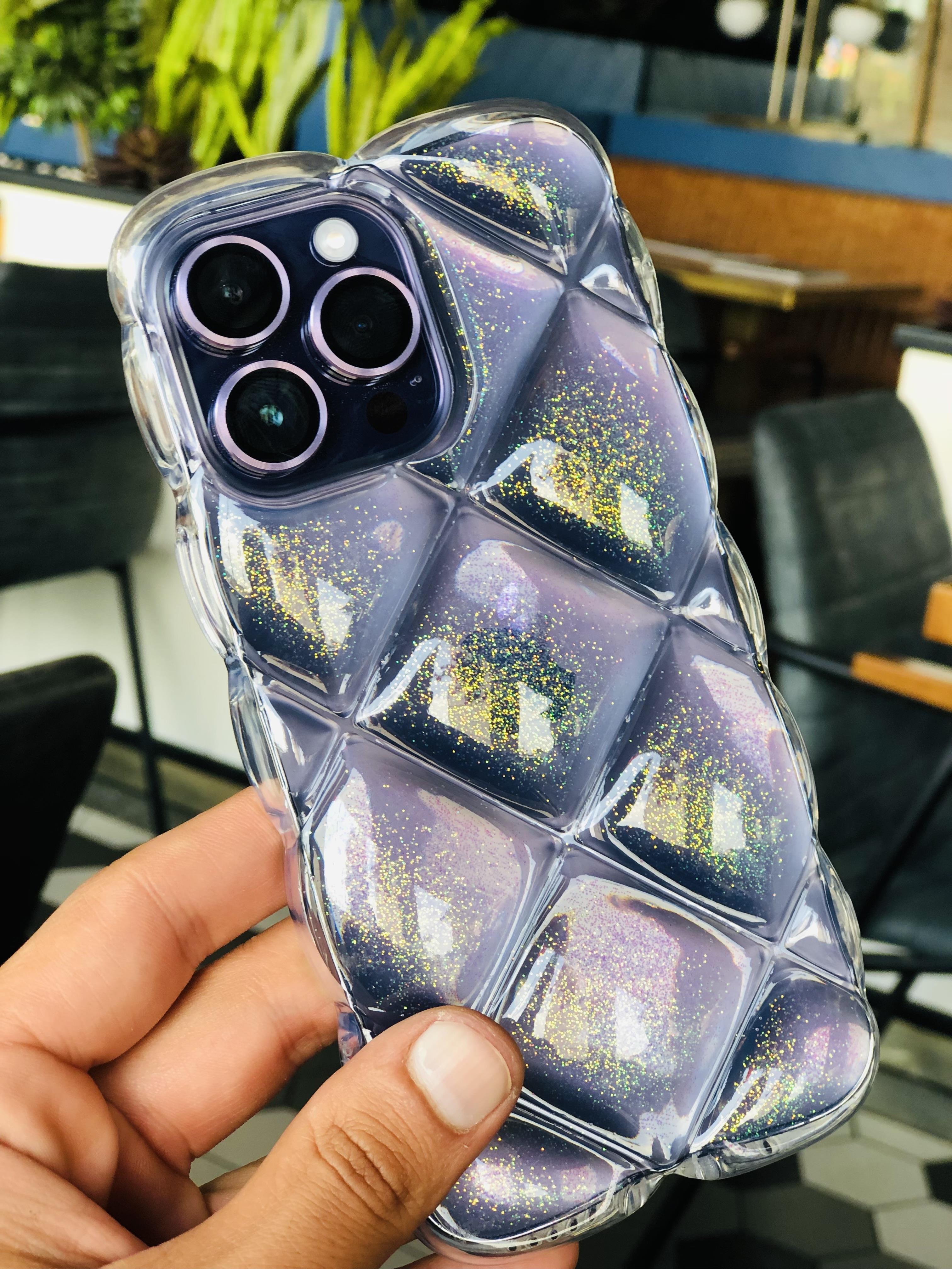 iPhone 14 Promax Kristal Puf Case Şeffaf Simli iPhone 14 Promax Kristal Puf Case Şeffaf Simli