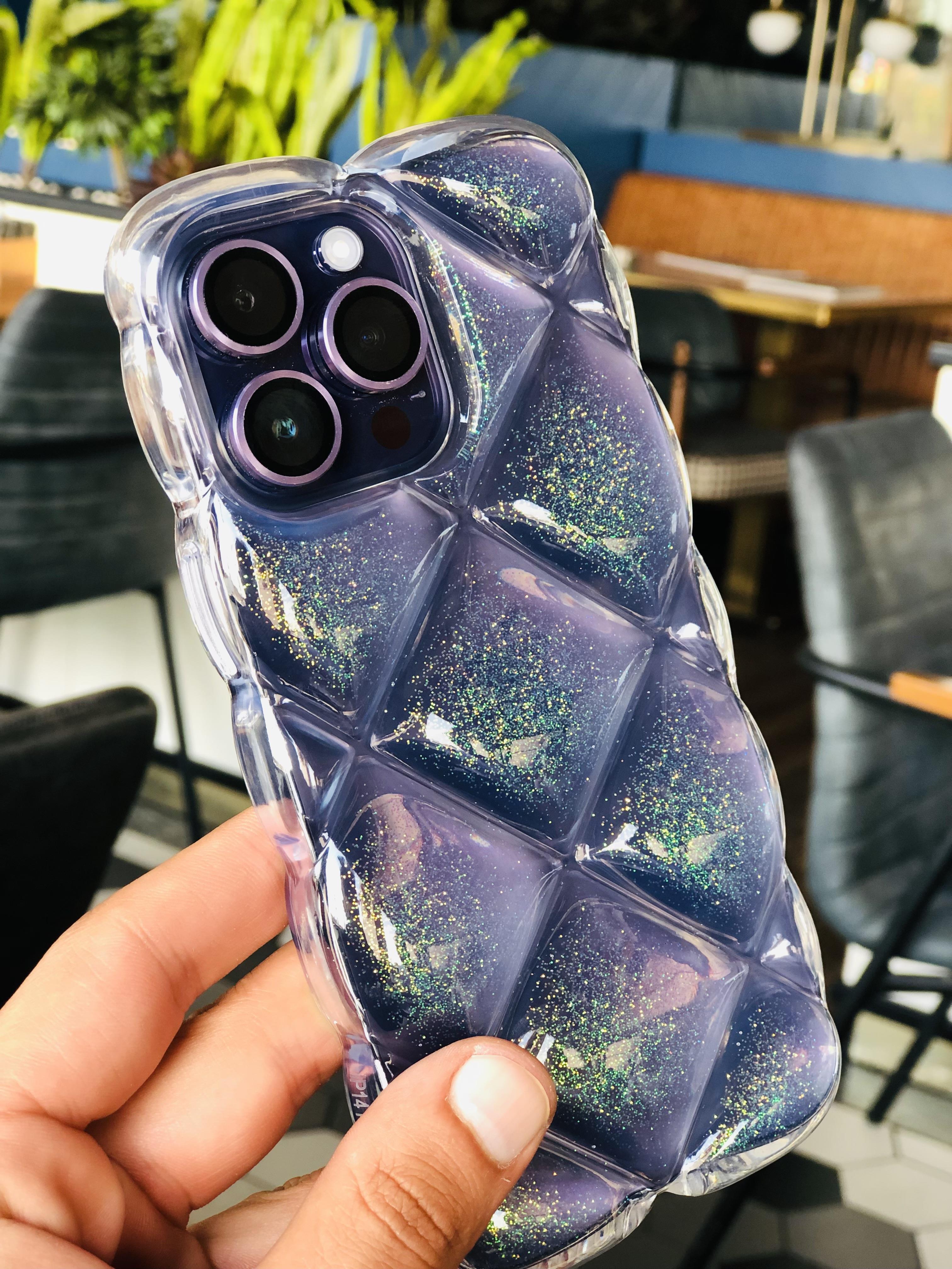 iPhone 14 Promax Kristal Puf Case Şeffaf Simli iPhone 14 Promax Kristal Puf Case Şeffaf Simli