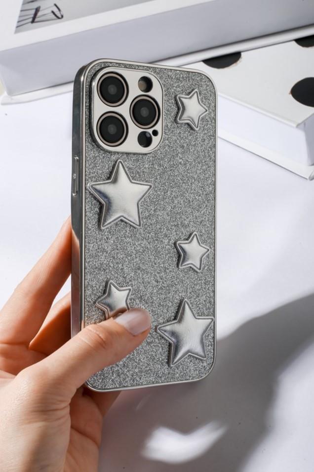 iPhone 14 Promax Uyumlu Gümüş Puf Yıldızlı Simli Kılıf iPhone 14 Promax Uyumlu Gümüş Puf Yıldızlı Simli Kılıf