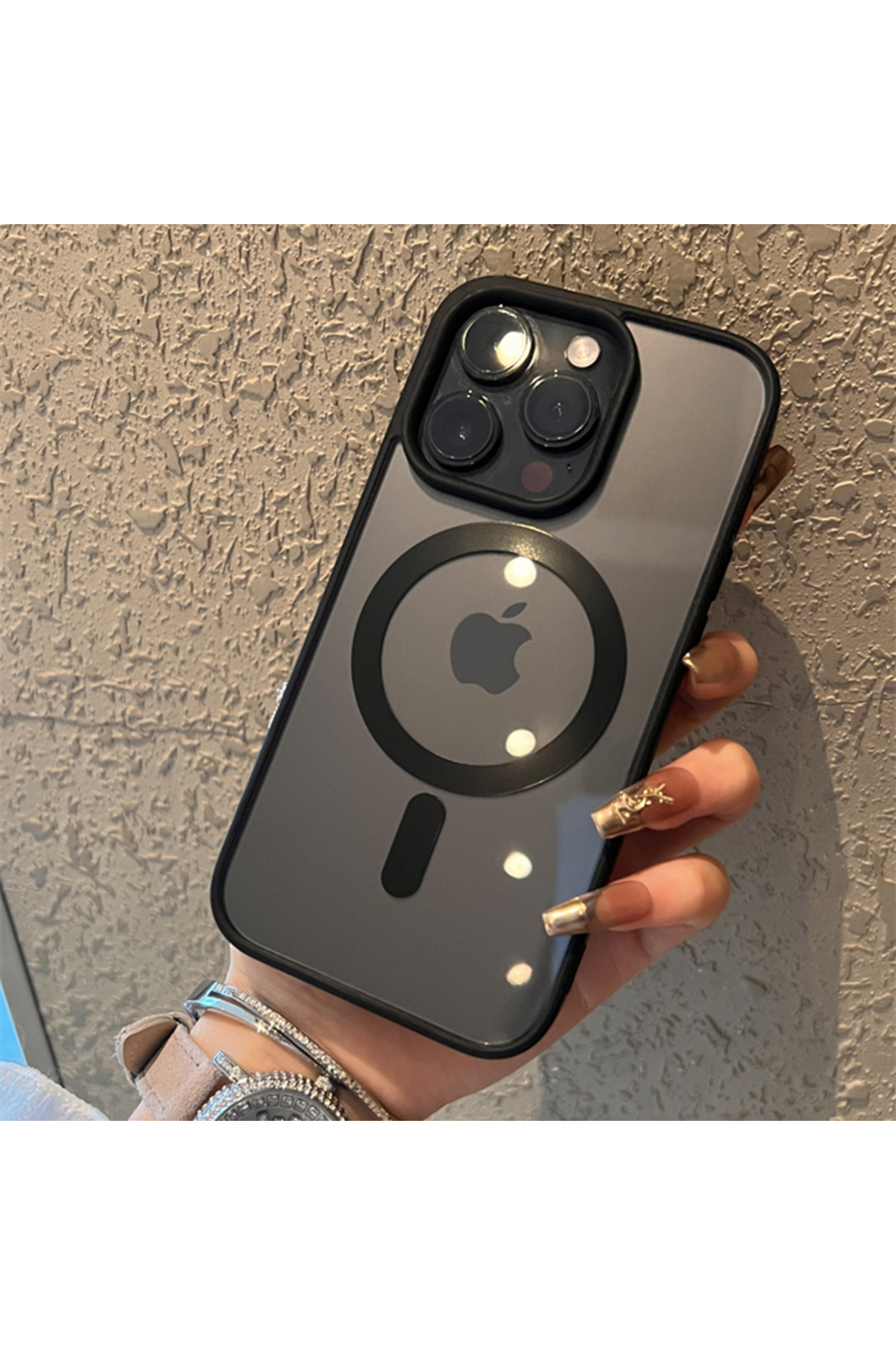 iPhone 14 Promax Uyumlu Sararmaz Şeffaf Kapak Mika Siyah Magsafe Kılıf iPhone 14 Promax Uyumlu Sararmaz Şeffaf Kapak Mika Siyah Magsafe Kılıf