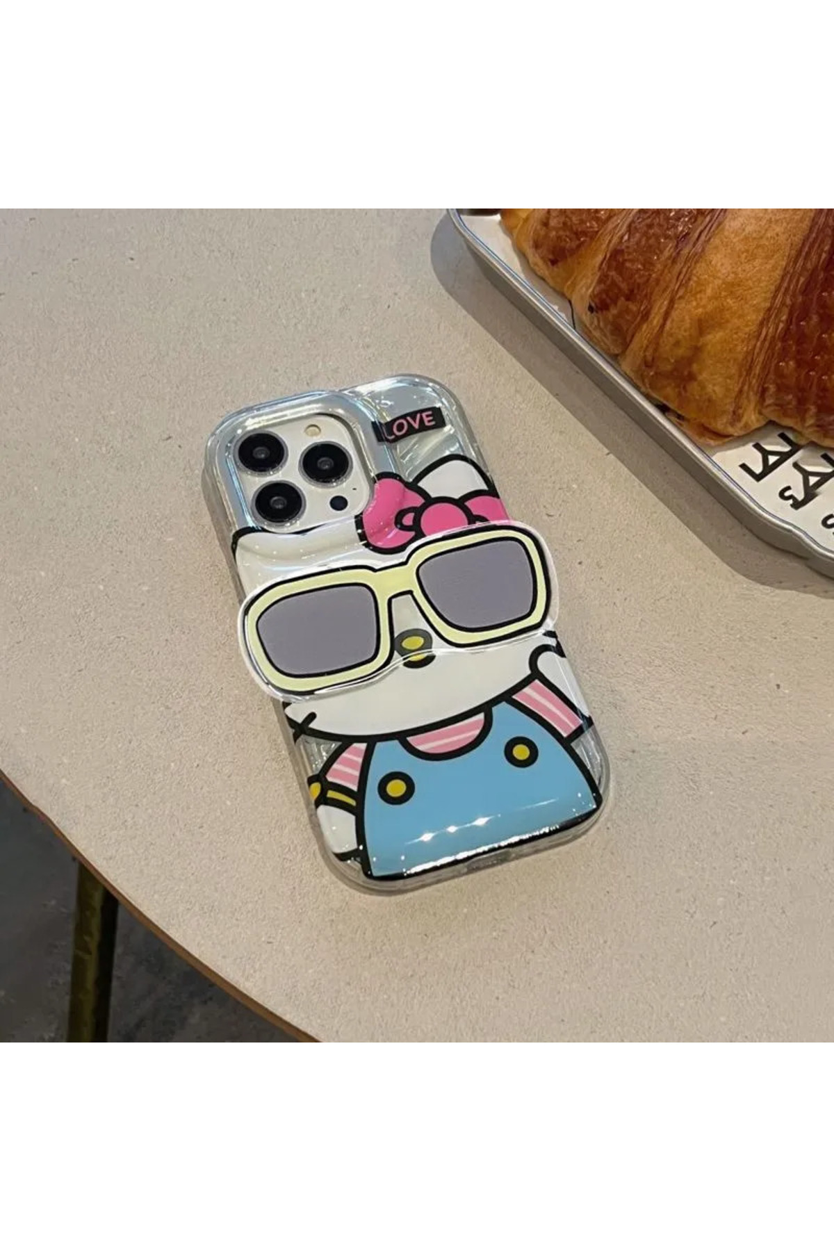 iPhone 14 Uyumlu Hello Kitty Gözlüklü Popsocket Kılıf iPhone 14 Uyumlu Hello Kitty Gözlüklü Popsocket Kılıf