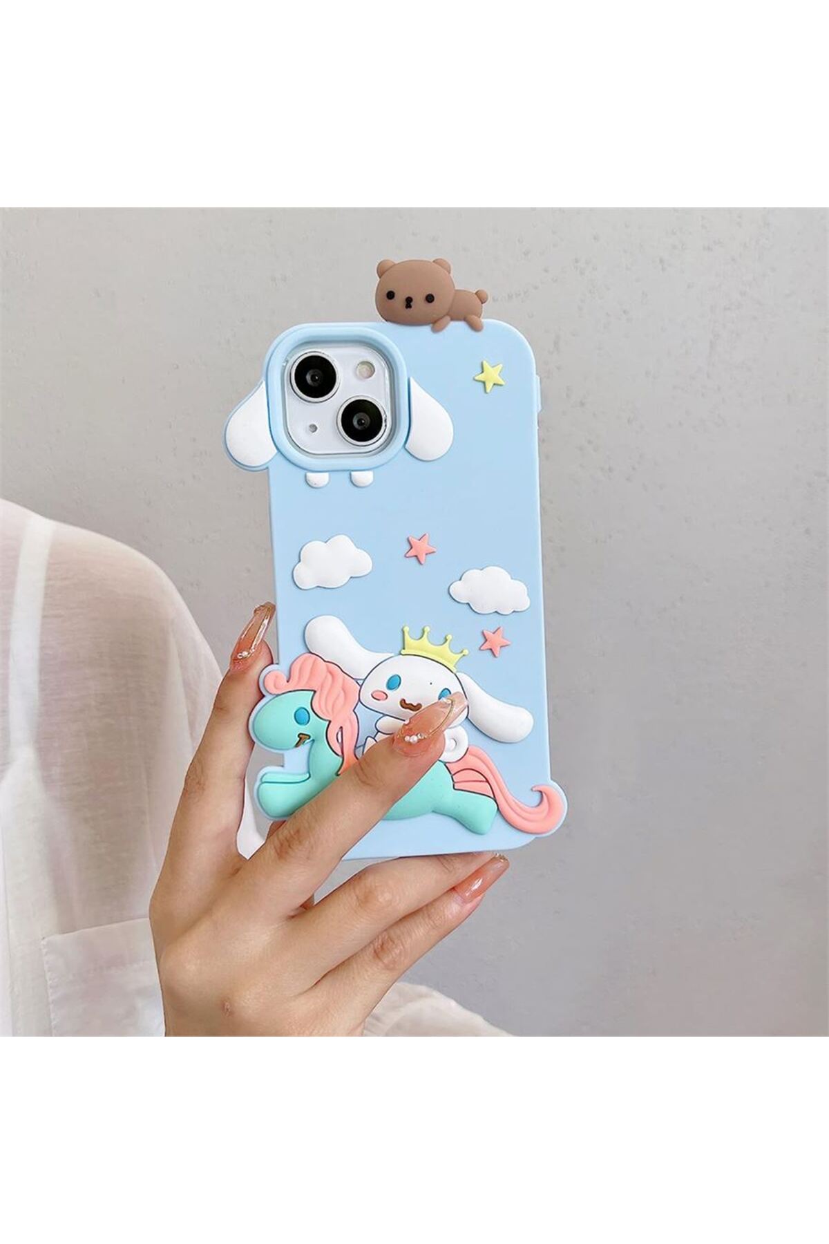 iPhone 14 Uyumlu Sevimli Cinnamoroll Silikon Kabartmalı Kılıf iPhone 14 Uyumlu Sevimli Cinnamoroll Silikon Kabartmalı Kılıf