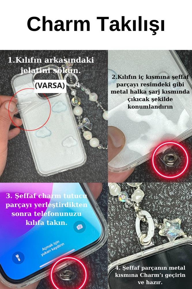 iPhone 15 Plus Uyumlu Lux Işıltılı İnci Charmlı Kalpli Kılıf iPhone 15 Plus Uyumlu Lux Işıltılı İnci Charmlı Kalpli Kılıf