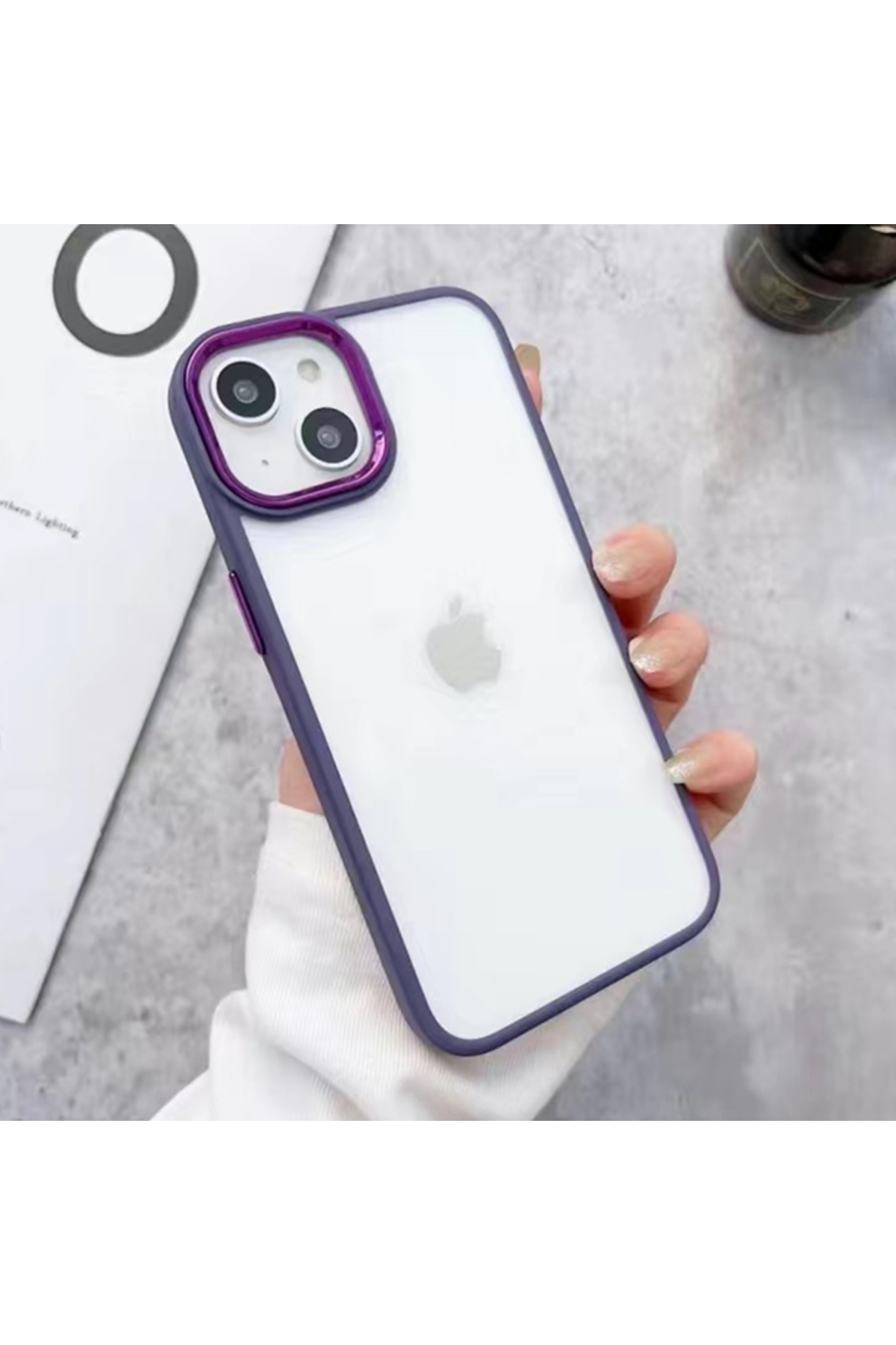 iPhone 15 Plus Uyumlu Sararmaz Mika Derin Mor Kılıf iPhone 15 Plus Uyumlu Sararmaz Mika Derin Mor Kılıf