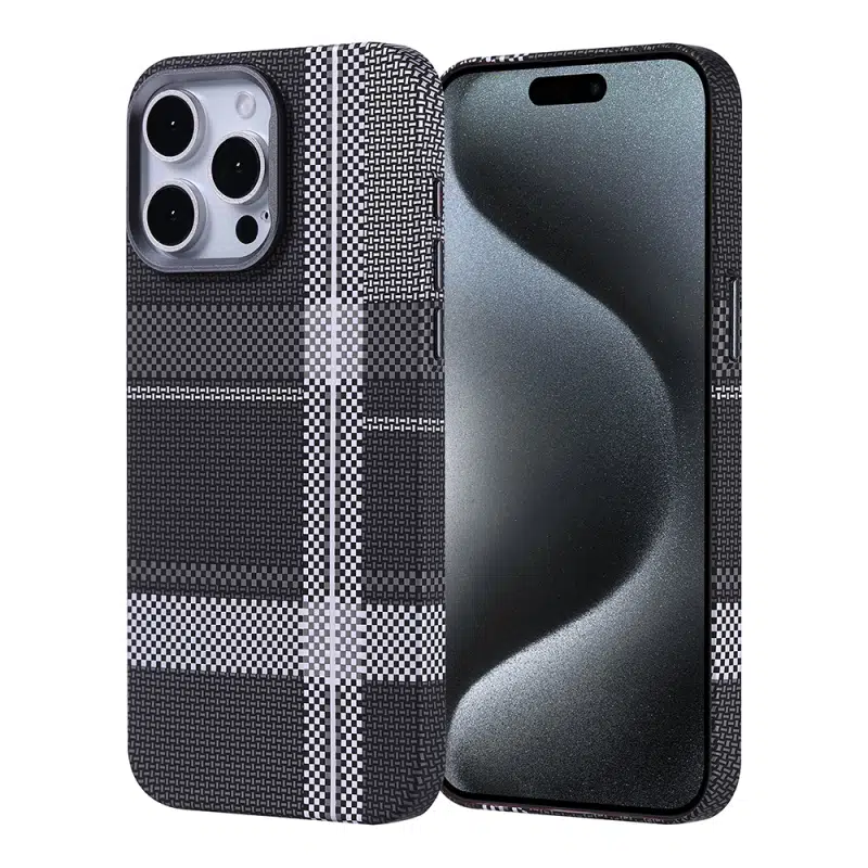 iPhone 15 Pro Uyumlu İnce Karbon Fiber Siyah Gri Nekst Kapak
