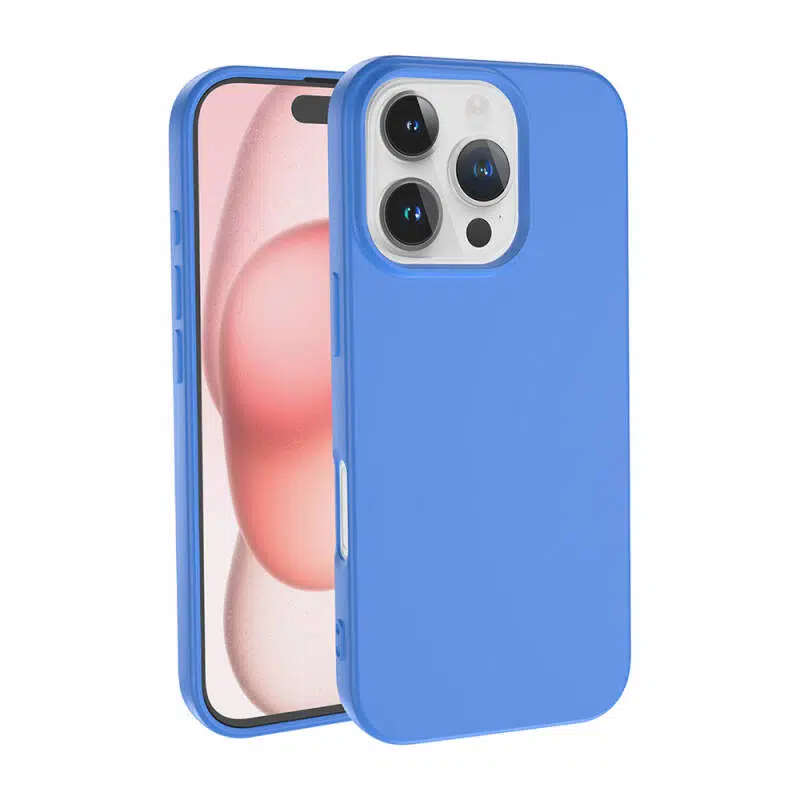iPhone 16 Pro Max Uyumlu İçi Kadife Mavi Lansman Silikon Kılıf