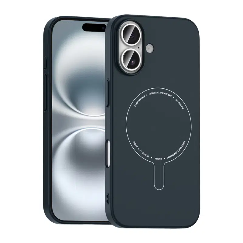 iPhone 16 Uyumlu İnce PC Malzeme Magsafeli Lacivert Elio Kapak
