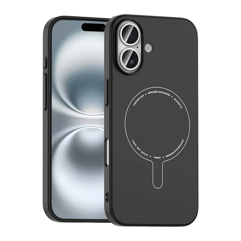 iPhone 16 Uyumlu İnce PC Malzeme Magsafeli Siyah Elio Kapak