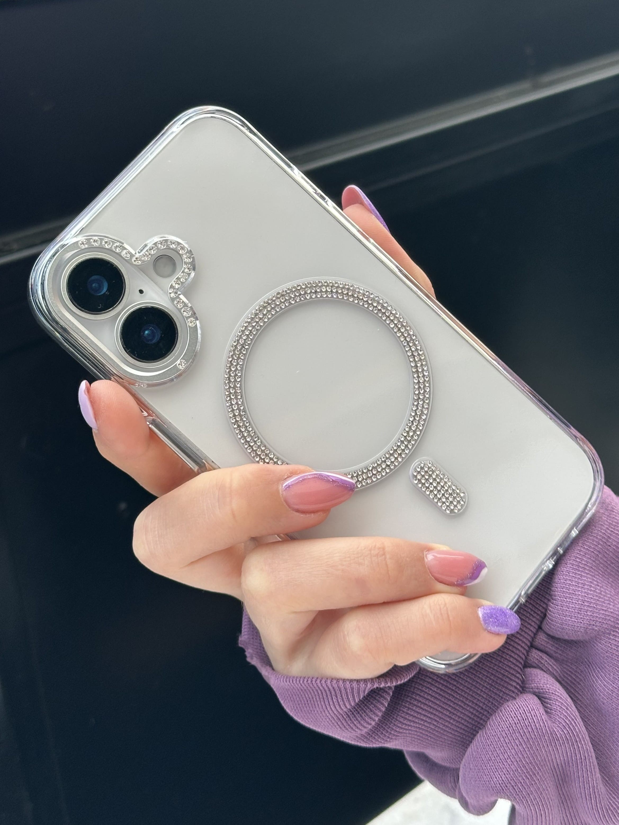 iPhone 16 Uyumlu Sararmaz Sert Mika MagSafe Pırlanta Taşlı Şeffaf Kılıf iPhone 16 Uyumlu Sararmaz Sert Mika MagSafe Pırlanta Taşlı Şeffaf Kılıf