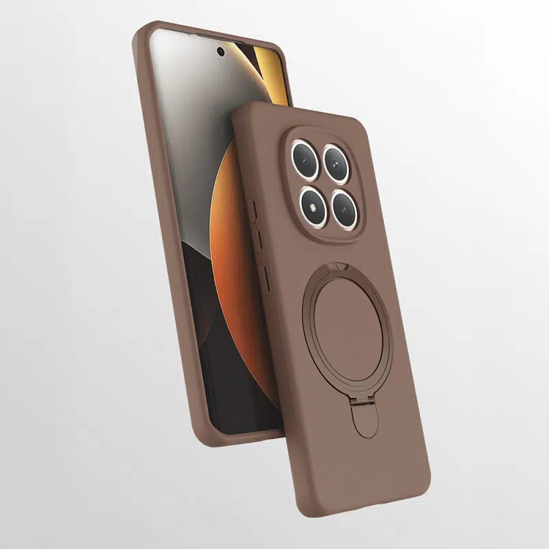 Redmi Note 15 4G Ve 5G Uyumlu Magsafe Standlı Silikon Kahverengi Samara Kapak