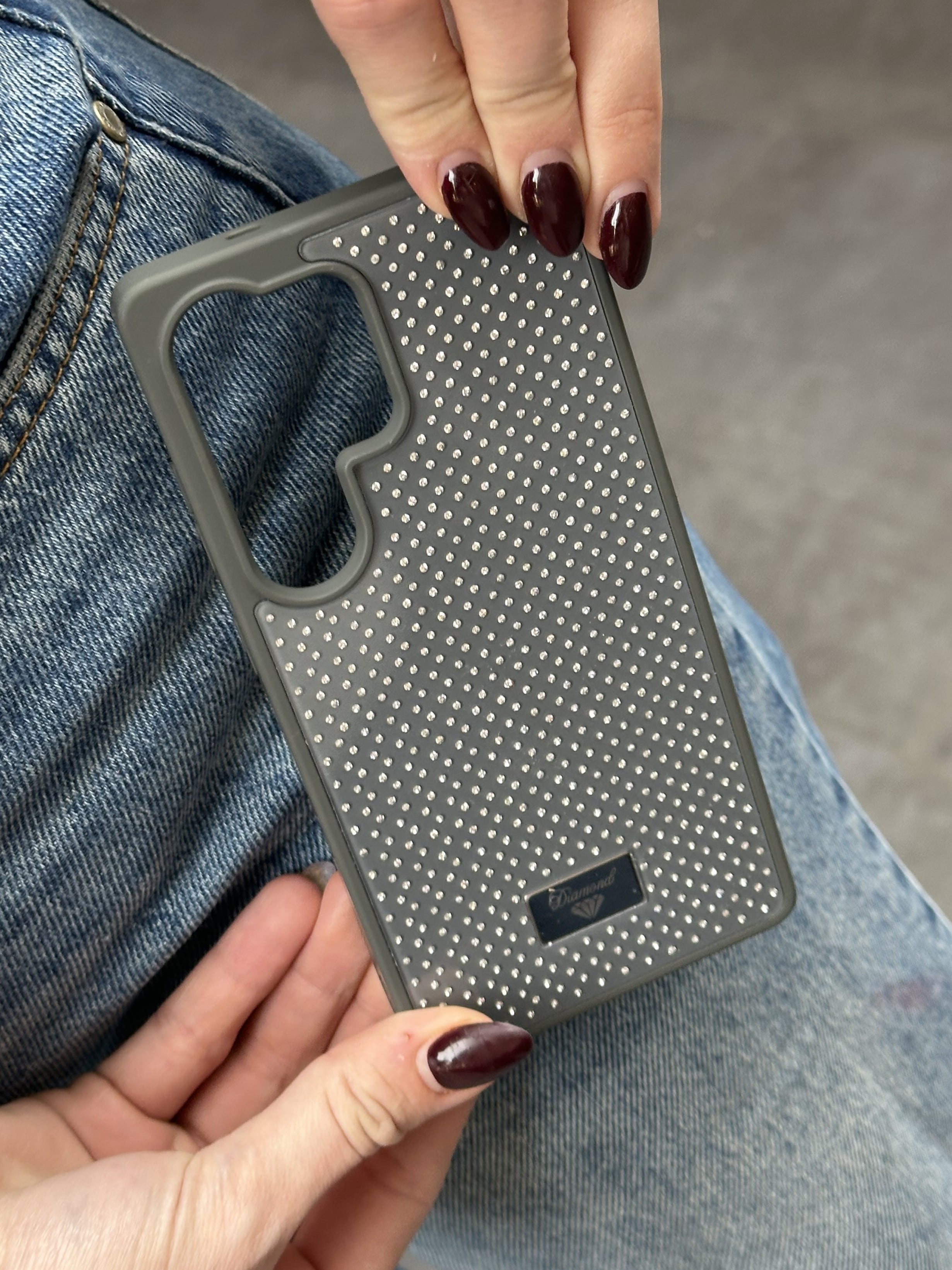 Samsung Galaxy S23 Ultra Uyumlu Elmas Pırlanta Taşlı Gri Kılıf Samsung Galaxy S23 Ultra Uyumlu Elmas Pırlanta Taşlı Gri Kılıf