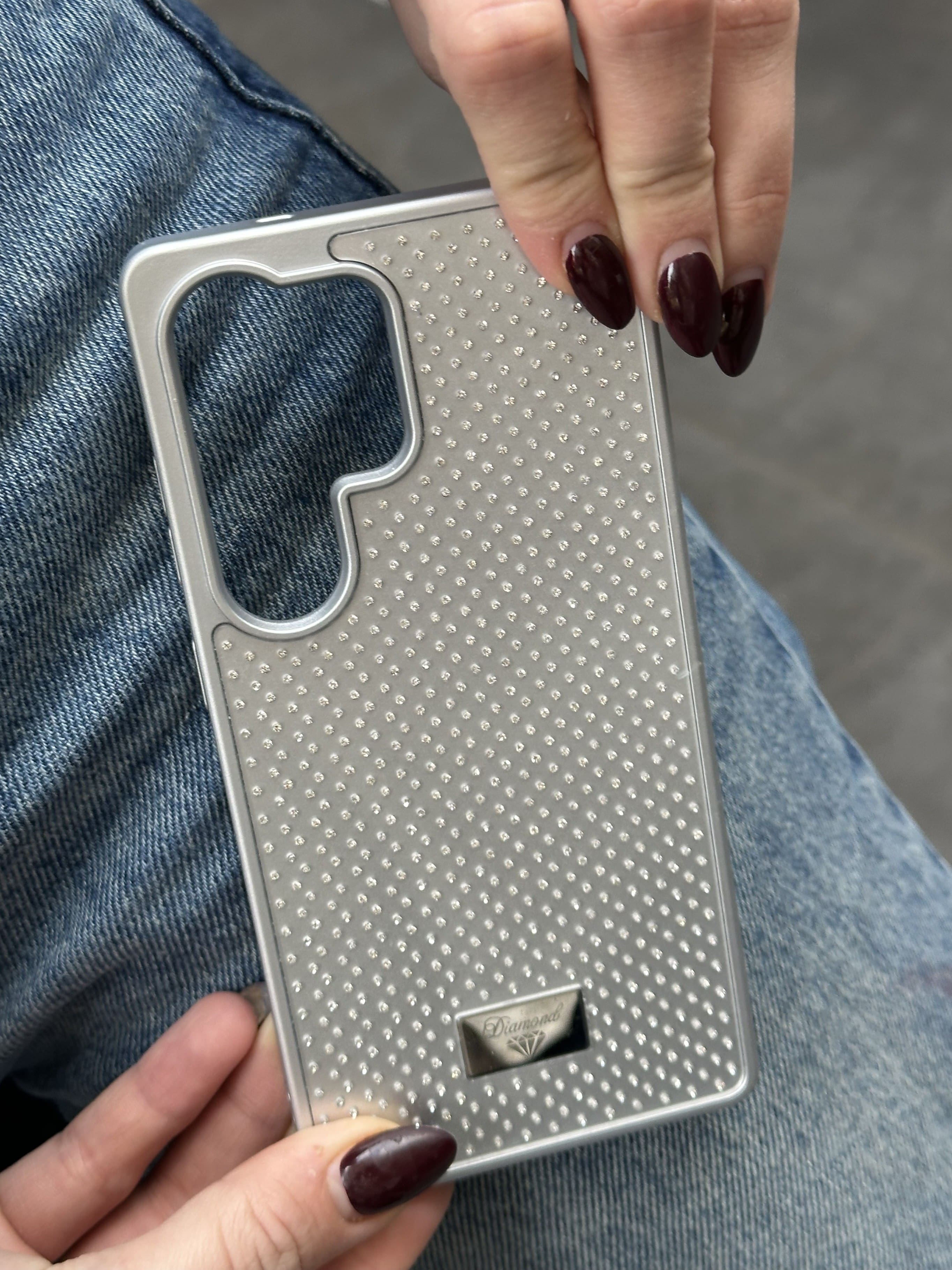 Samsung Galaxy S23 Ultra Uyumlu Elmas Pırlanta Taşlı Gümüş Kılıf Samsung Galaxy S23 Ultra Uyumlu Elmas Pırlanta Taşlı Gümüş Kılıf