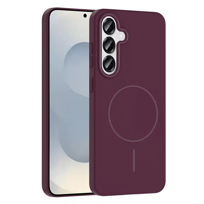 Samsung Galaxy S25 Plus Uyumlu İnce Sert Magsafe Bordo Ruby Kapak