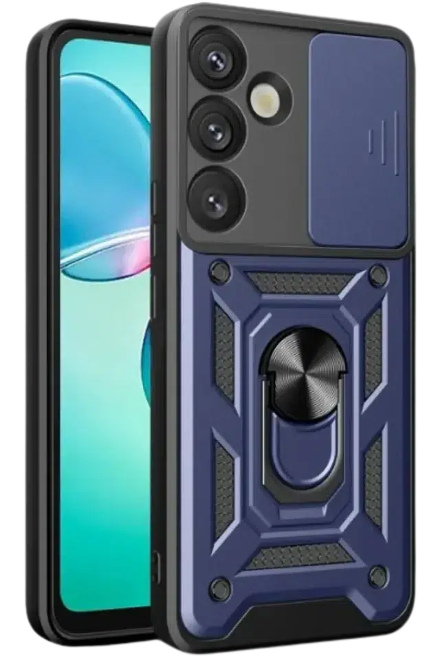 Samsung Galaxy S26 Plus Uyumlu Kamera Korumalı Ring Standlı Lacivert Pars Tank Kılıf