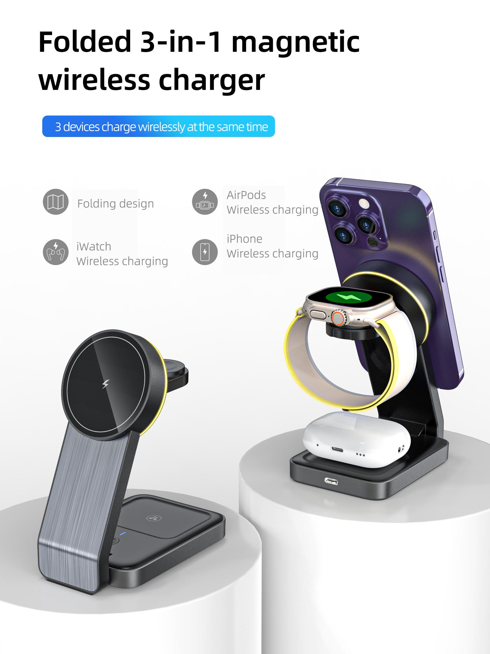 Sunix 2 yıl Garantili 3 in 1 Katlanabilir Apple Kablosuz Şarj Standı Beyaz Sunix 2 yıl Garantili 3 in 1 Katlanabilir Apple Kablosuz Şarj Standı Beyaz